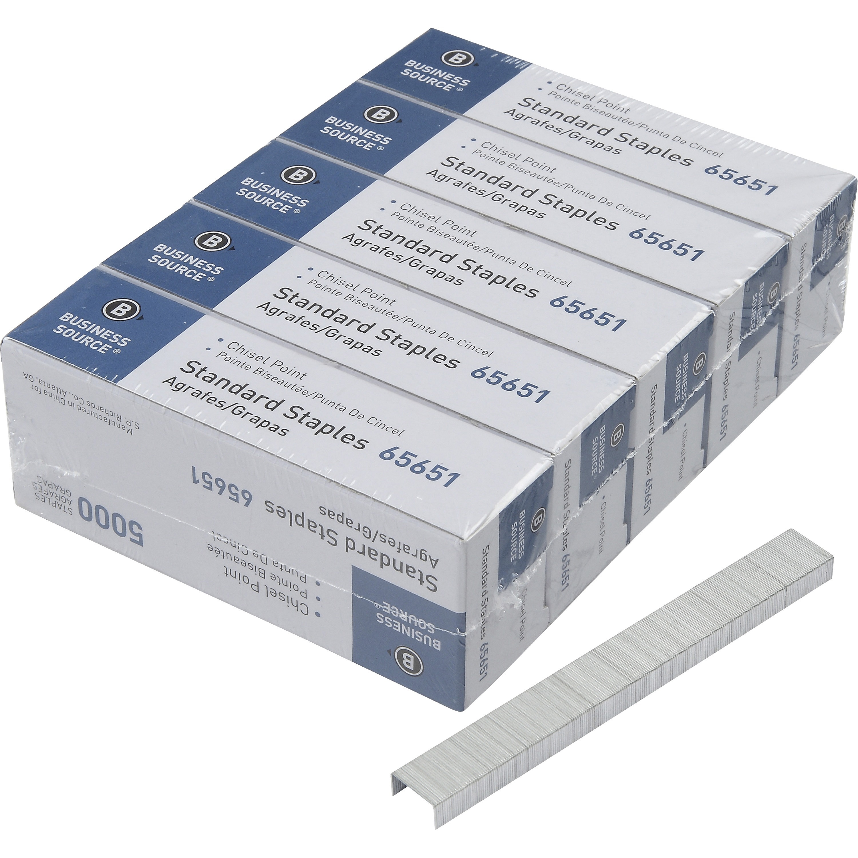 Business Source Chisel Point Standard Staples - 210 Per Strip - Standard - 1/4 Business Source Chisel Point Standard Staples - 210 Per Strip - Standard - 1/4