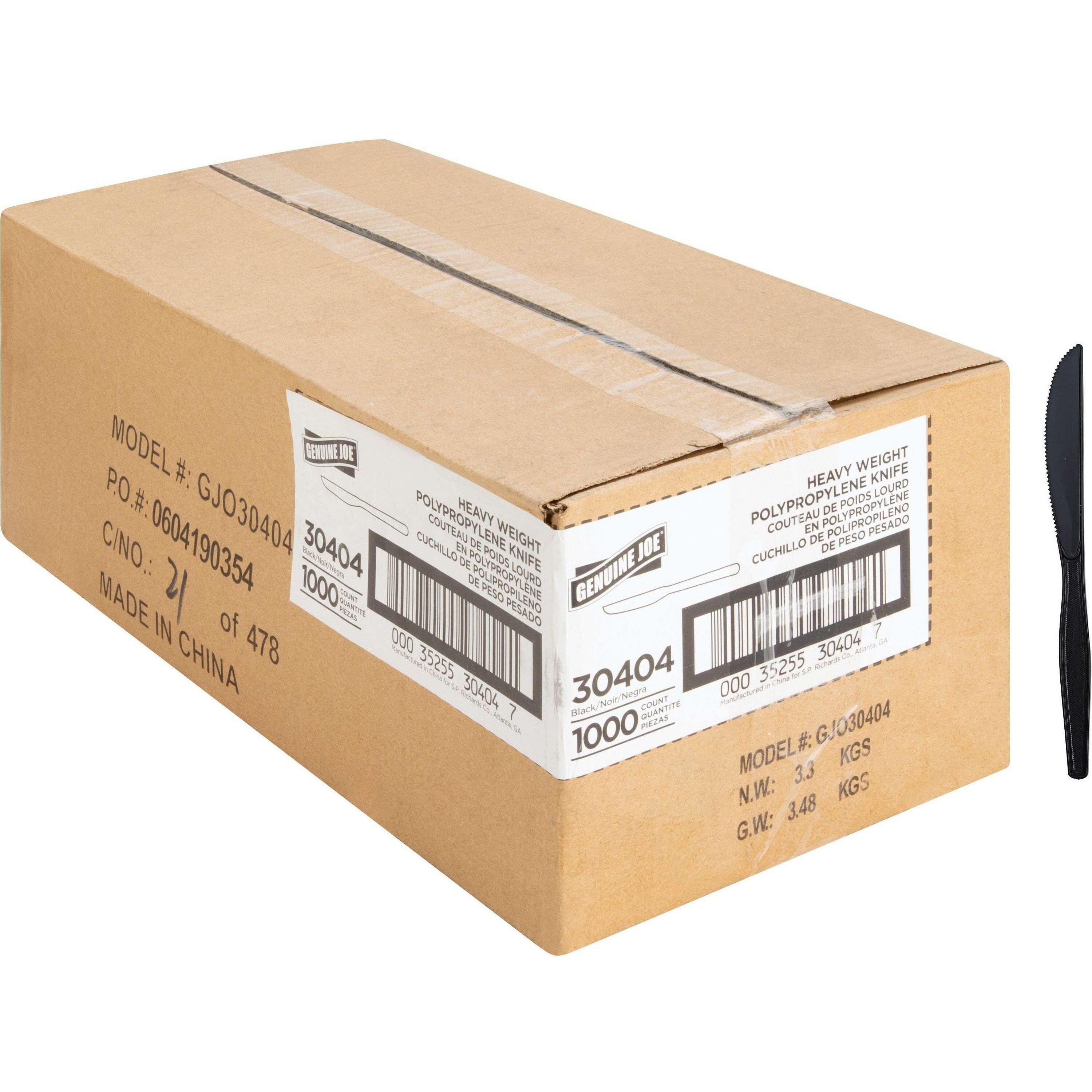 Genuine Joe Heavyweight Knife - 1 Piece(s) - 1000/Carton - Knife - 1 x Knife - Disposable - Textured - Black Genuine Joe Heavyweight Knife - 1 Piece(s) - 1000/Carton - Knife - 1 x Knife - Disposable - Textured - Black