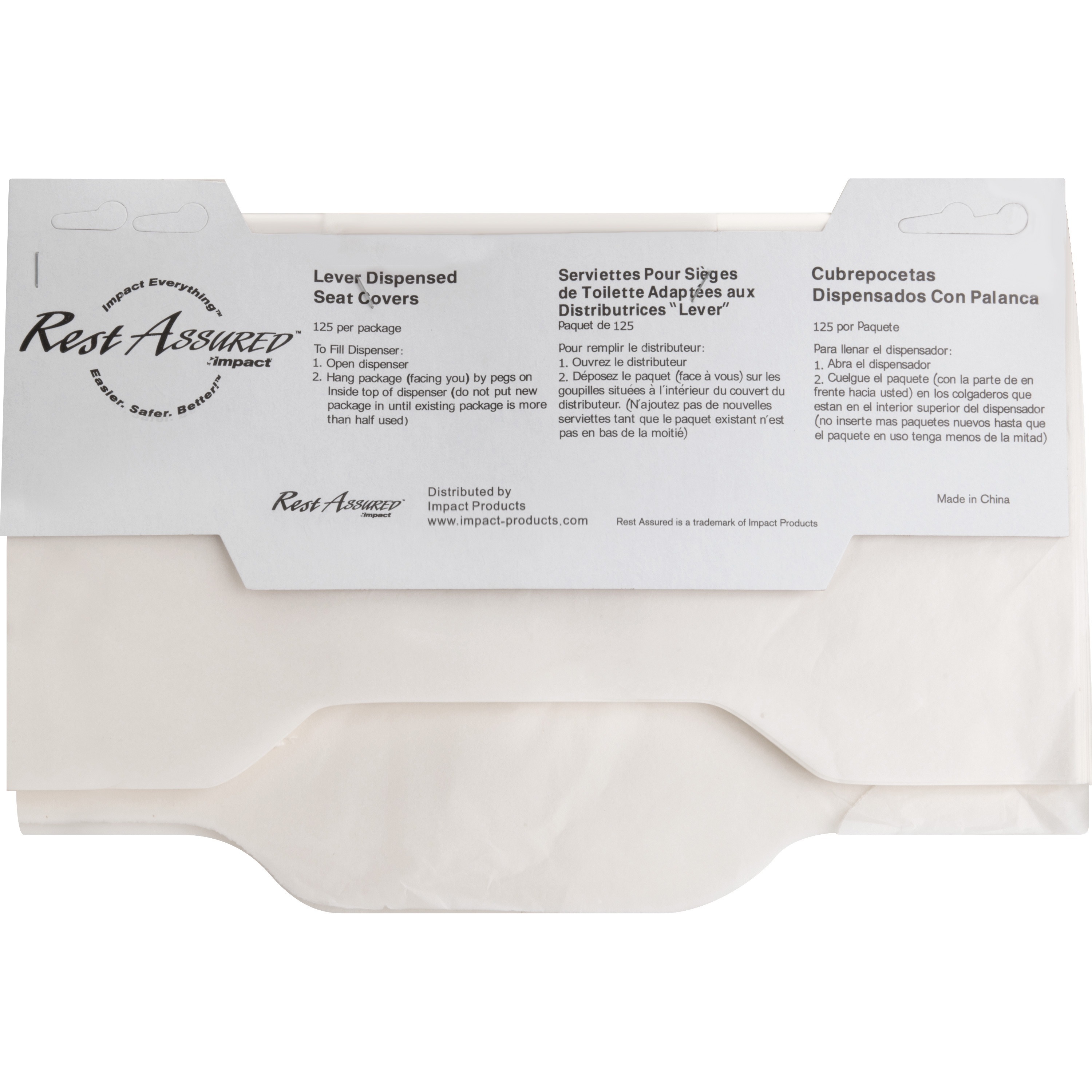 Impact Lever Dispensed Seat Covers - Quarter-fold - 125 / Pack - Paper - White Impact Lever Dispensed Seat Covers - Quarter-fold - 125 / Pack - Paper - White