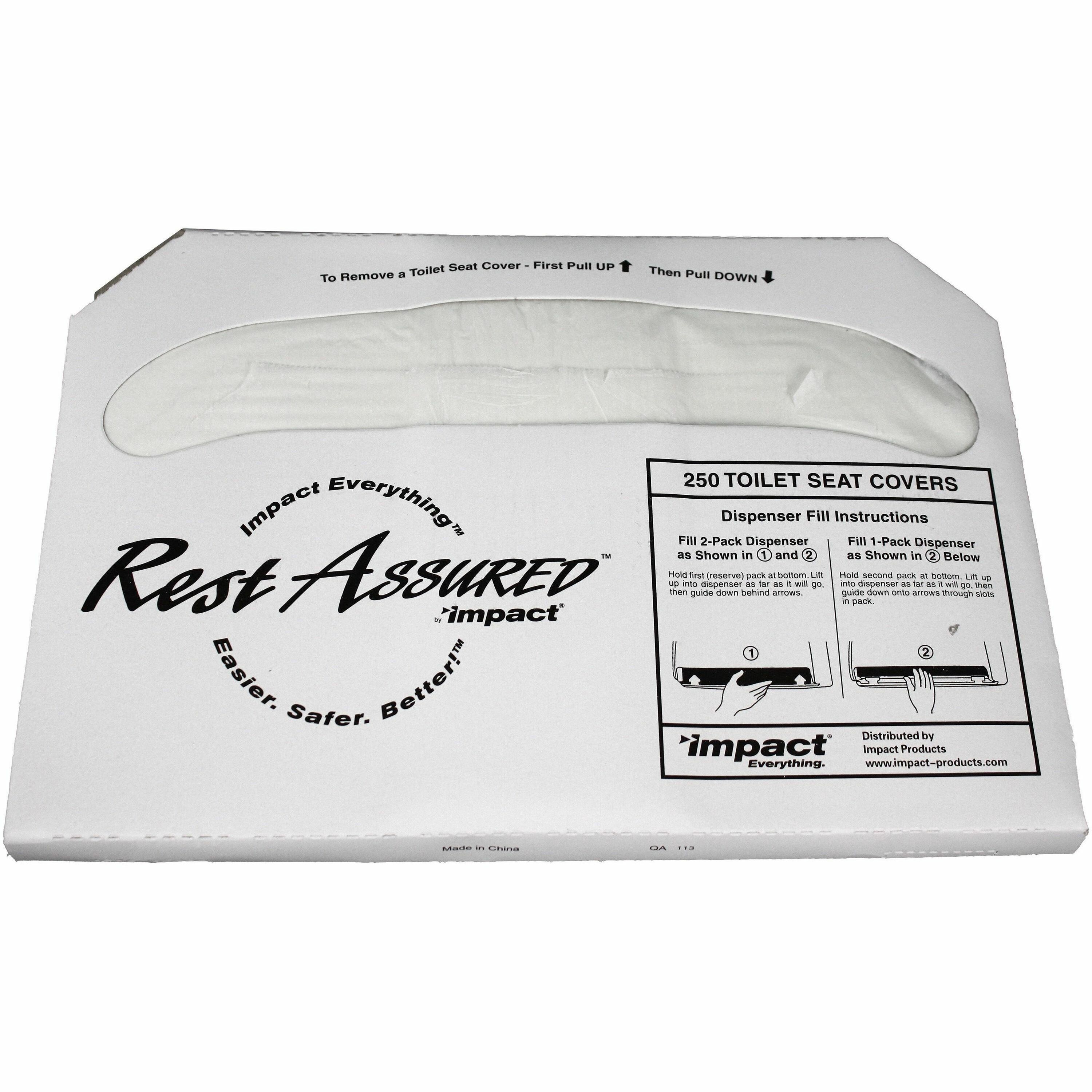 Impact Rest Assured Half Fold Toilet Seat Covers - Half-fold - 1000 / Carton - White Impact Rest Assured Half Fold Toilet Seat Covers - Half-fold - 1000 / Carton - White