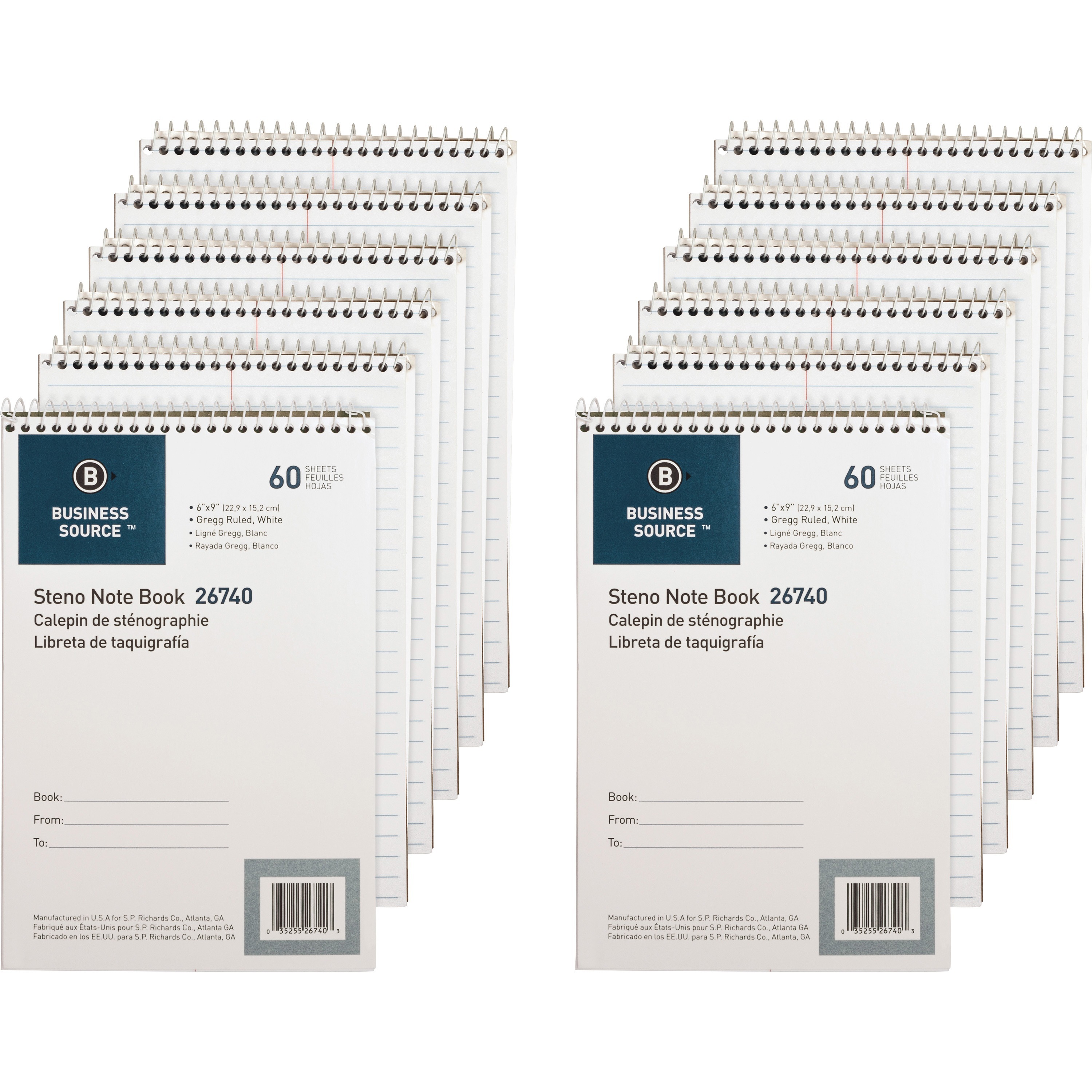 Business Source Steno Notebook - 60 Sheets - Wire Bound - Gregg Ruled Margin - 15 lb Basis Weight - 6 Business Source Steno Notebook - 60 Sheets - Wire Bound - Gregg Ruled Margin - 15 lb Basis Weight - 6