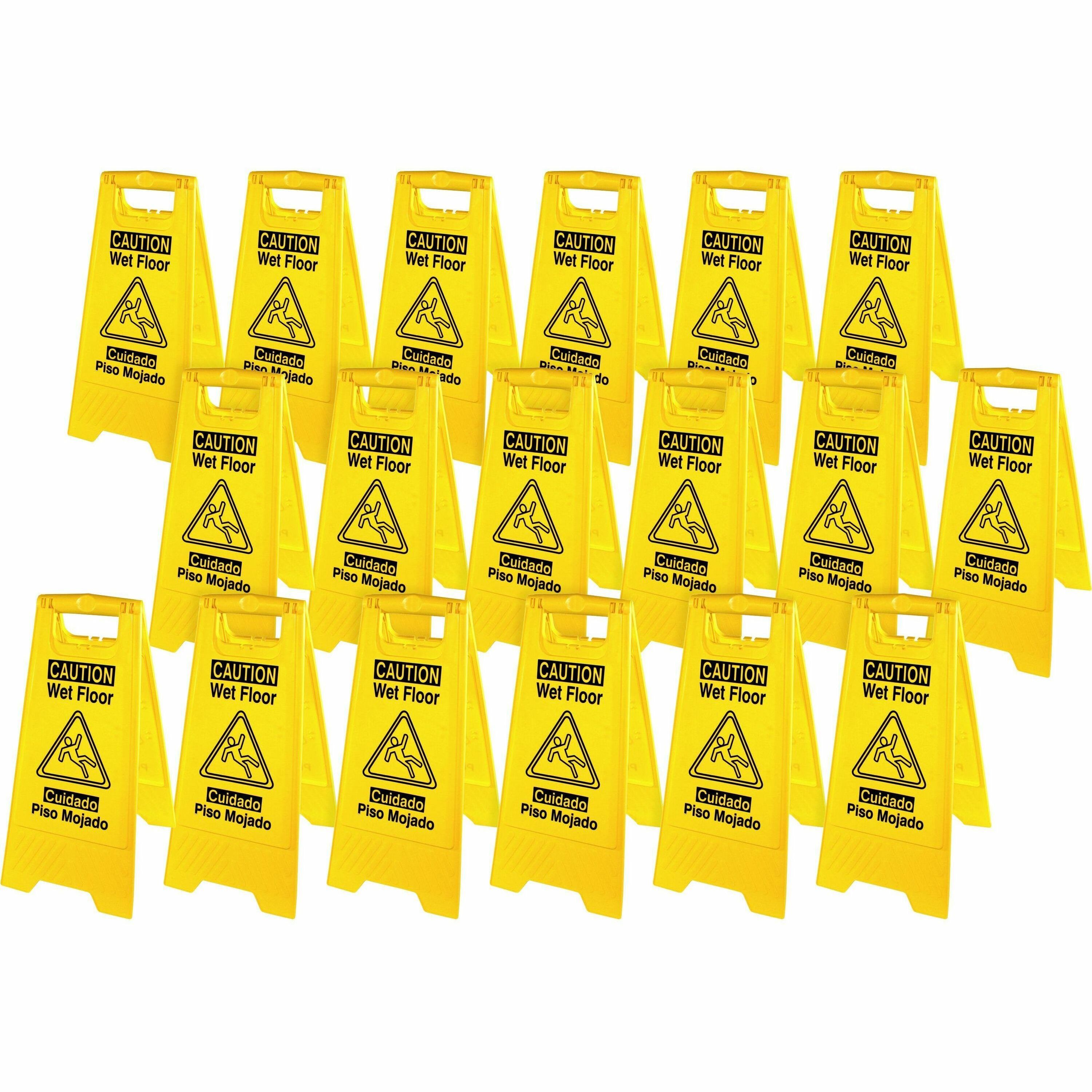 Genuine Joe Universal Graphic Wet Floor Sign - 3 / Bundle - Wet Floor Print/Message - Foldable - Yellow Genuine Joe Universal Graphic Wet Floor Sign - 3 / Bundle - Wet Floor Print/Message - Foldable - Yellow
