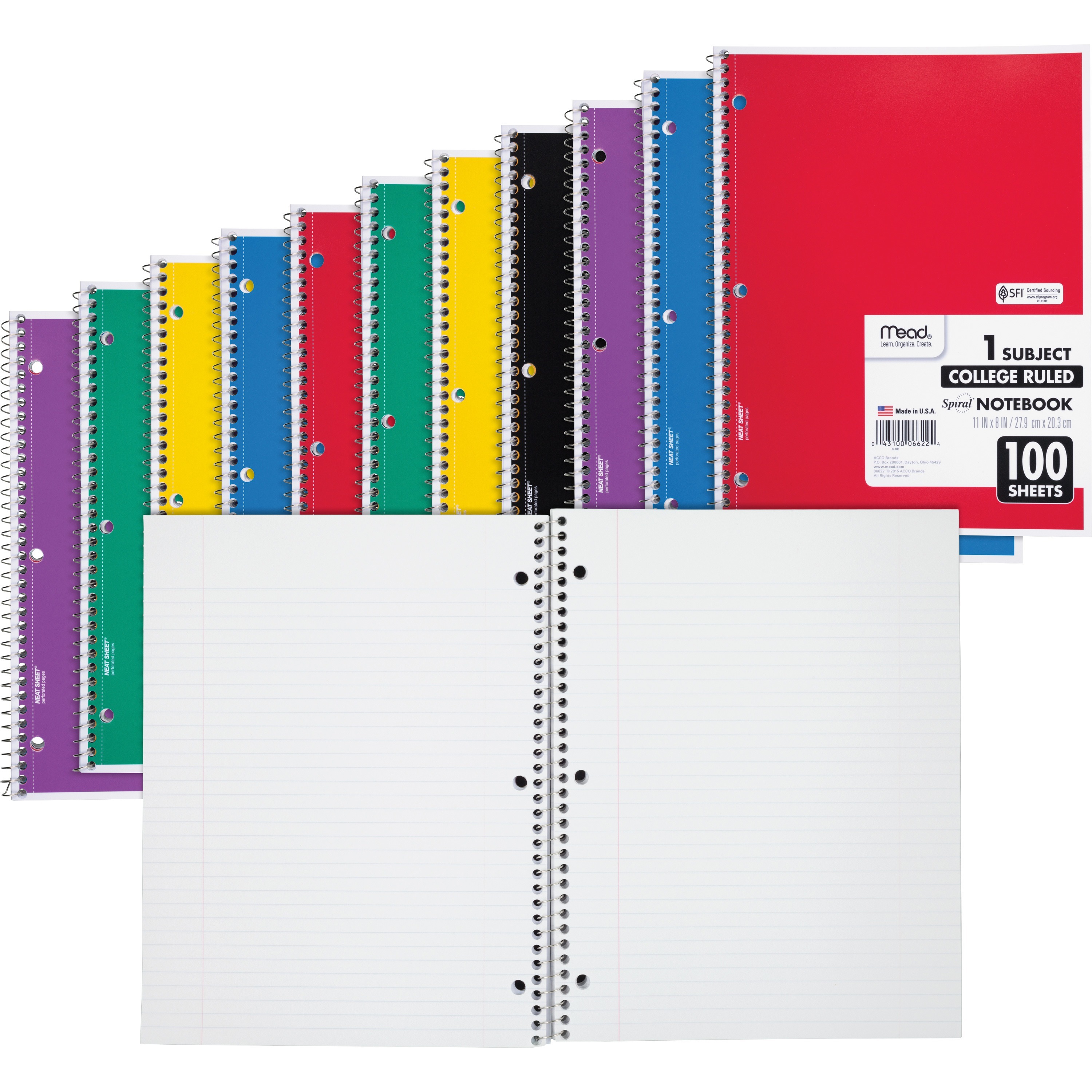 Mead One-subject Spiral Notebook - 100 Sheets - Spiral - College Ruled - 8 Mead One-subject Spiral Notebook - 100 Sheets - Spiral - College Ruled - 8