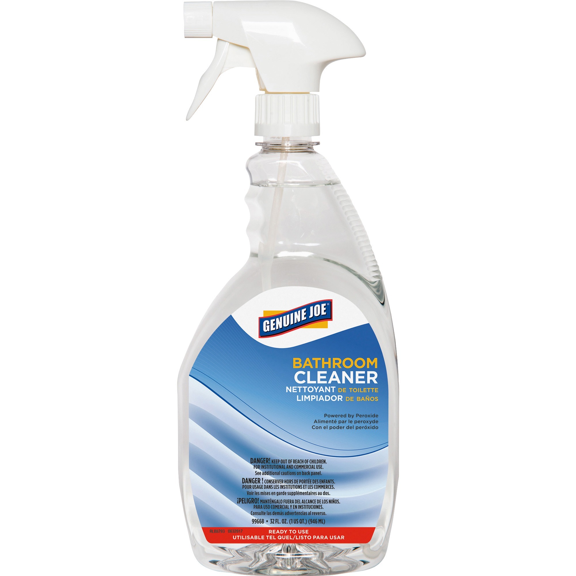 Genuine Joe Peroxide-Powered Bathroom Cleaner - Ready-To-Use - 32 fl oz (1 quart) - 1 Each - Clear Genuine Joe Peroxide-Powered Bathroom Cleaner - Ready-To-Use - 32 fl oz (1 quart) - 1 Each - Clear