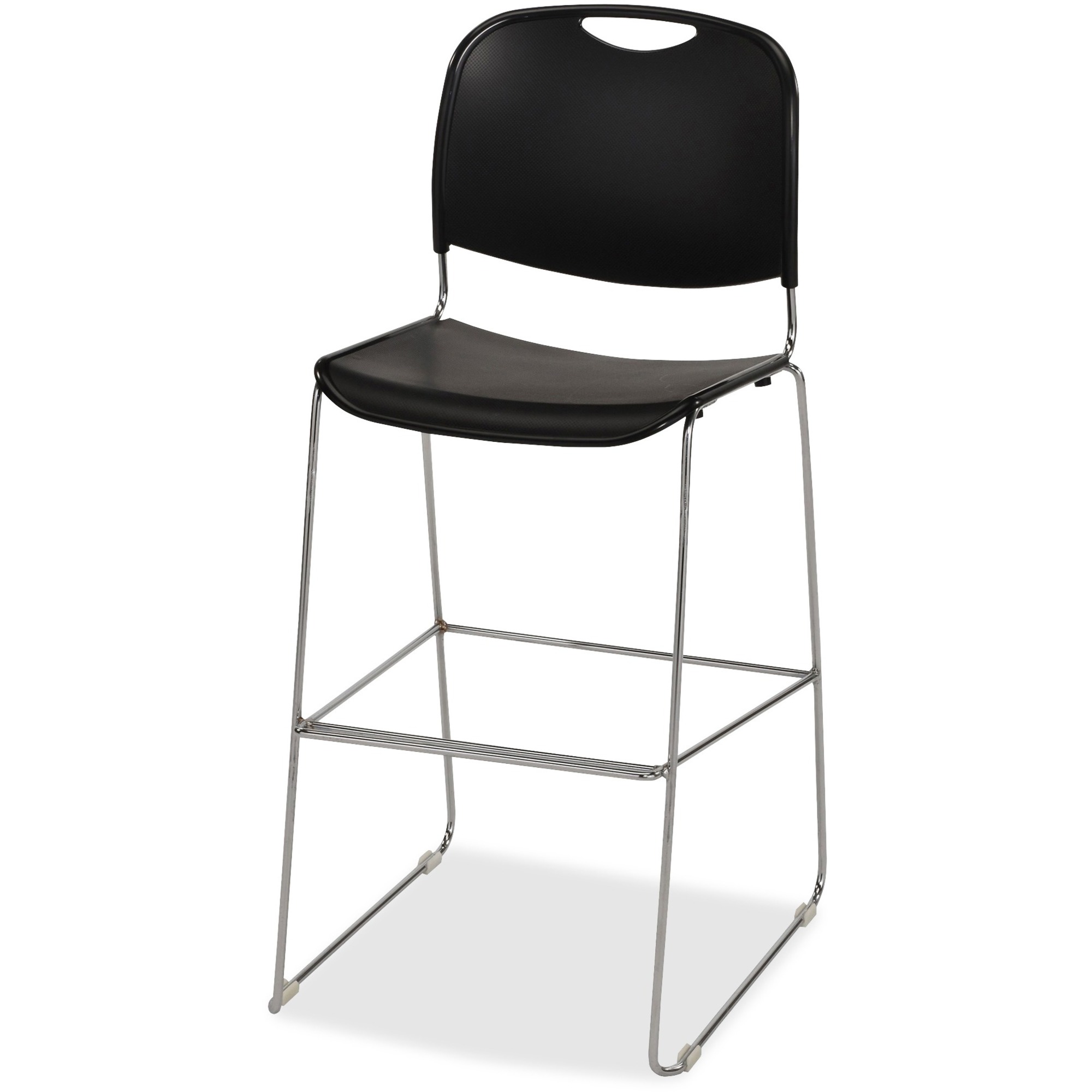Lorell Bistro Stack Chair - Black Plastic Seat - Black Plastic Back - Chrome Steel Frame - 1 Each Lorell Bistro Stack Chair - Black Plastic Seat - Black Plastic Back - Chrome Steel Frame - 1 Each