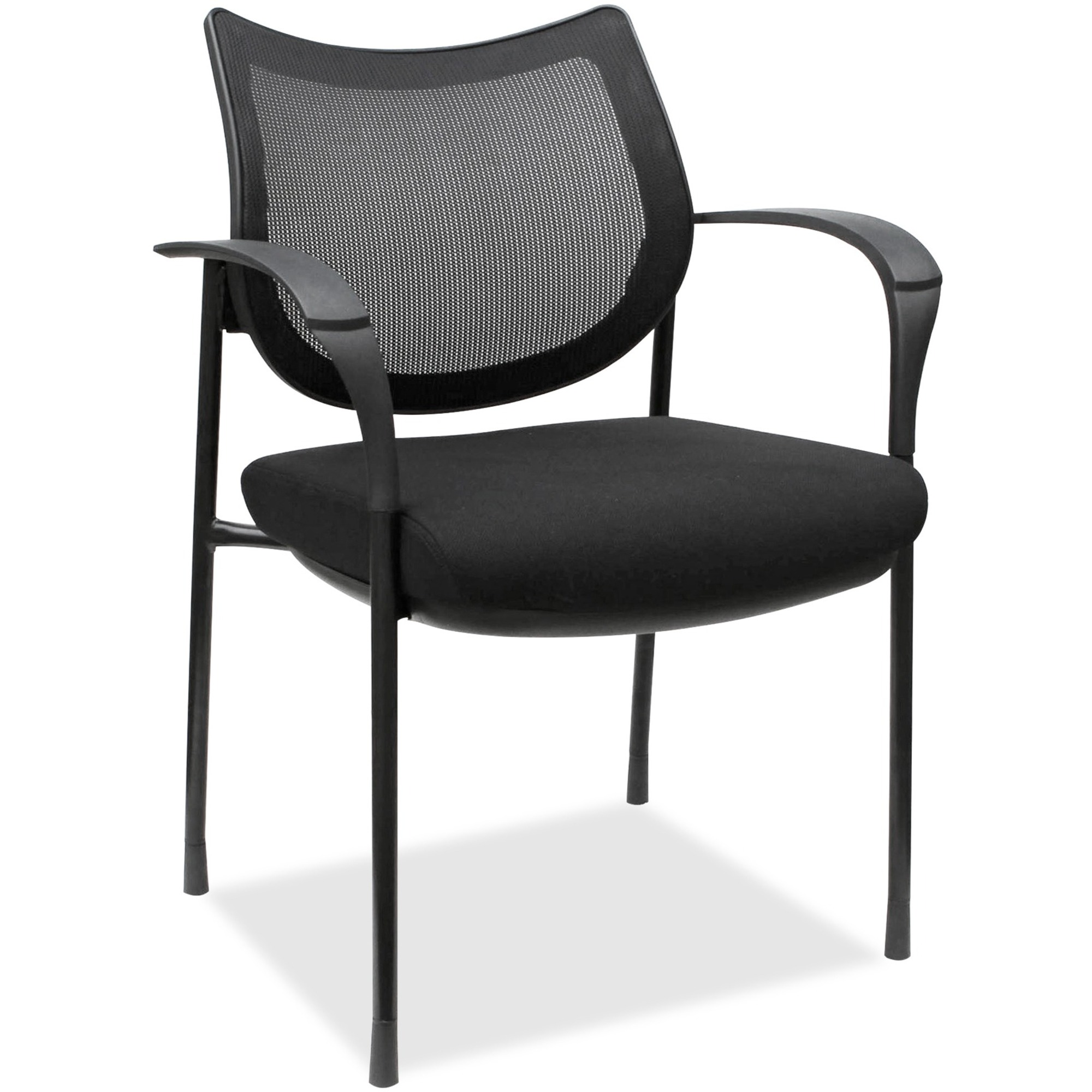 Lorell Mesh Back Guest Chair with Arms - Fabric Seat - Plastic Frame - Four-legged Base - Black - Armrest - 1 Each Lorell Mesh Back Guest Chair with Arms - Fabric Seat - Plastic Frame - Four-legged Base - Black - Armrest - 1 Each