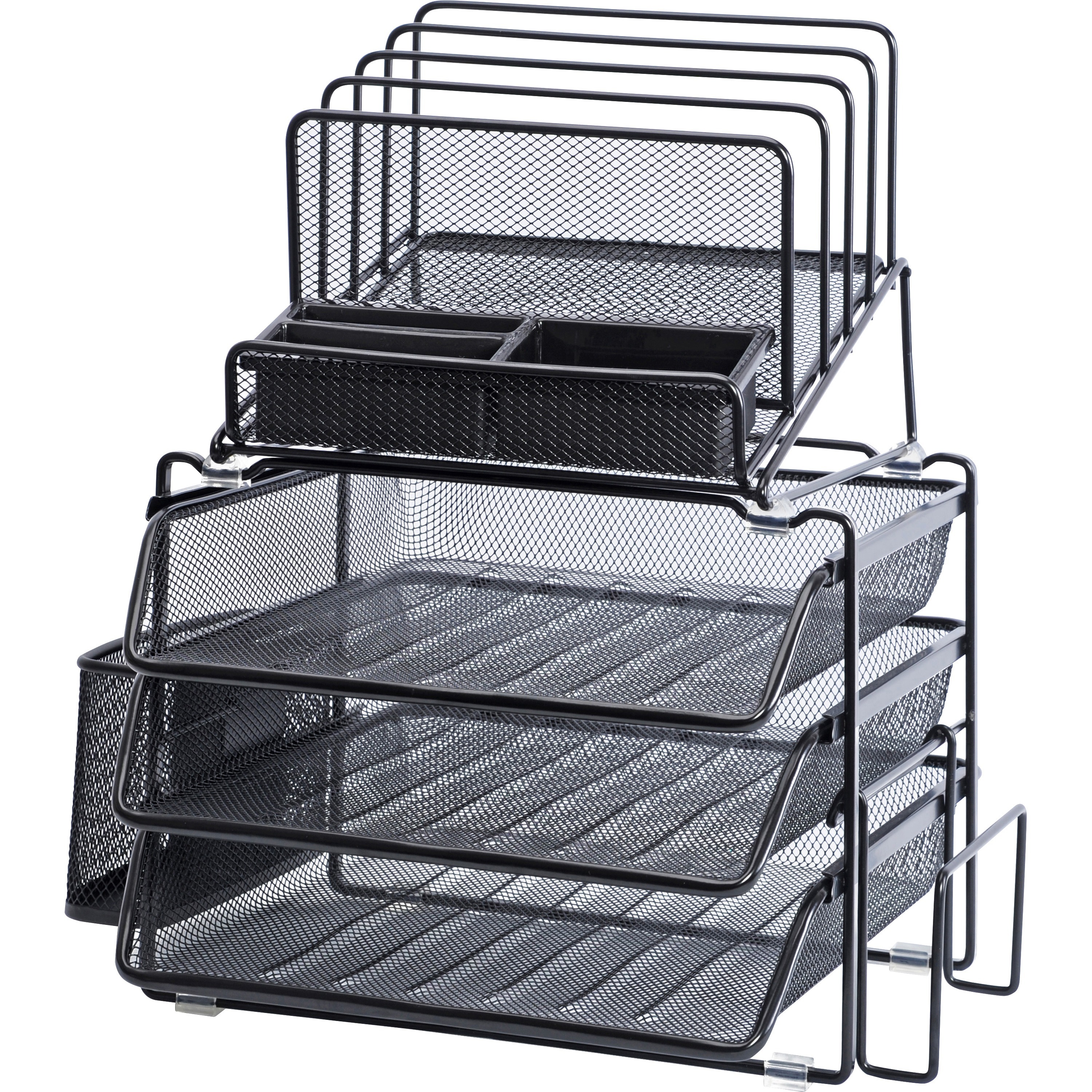 Lorell Divided 4-Tier Desktop Organizer - Black