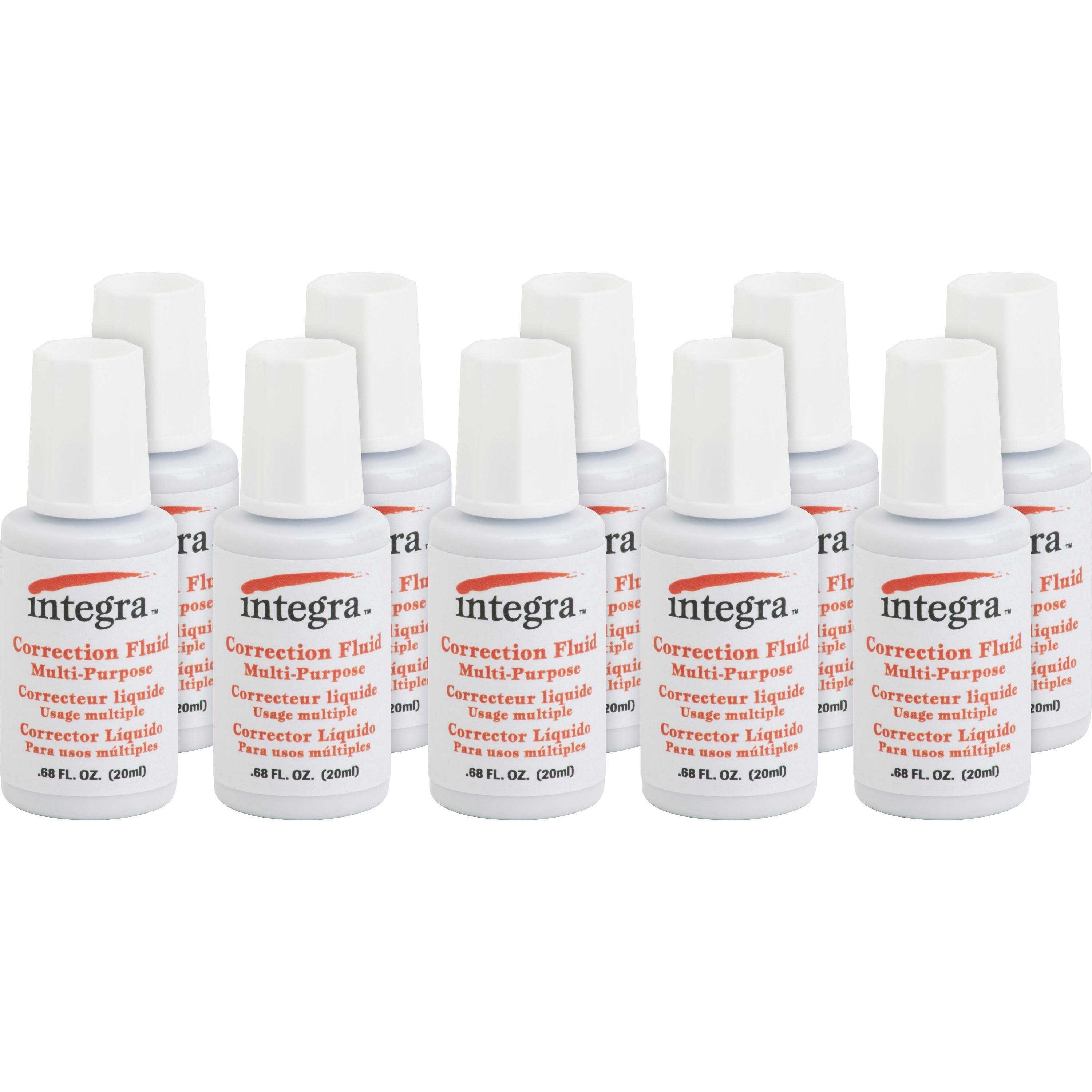 Integra Multipurpose Correction Fluid - Brush Applicator - 22 mL - White - 10 / Box Integra Multipurpose Correction Fluid - Brush Applicator - 22 mL - White - 10 / Box