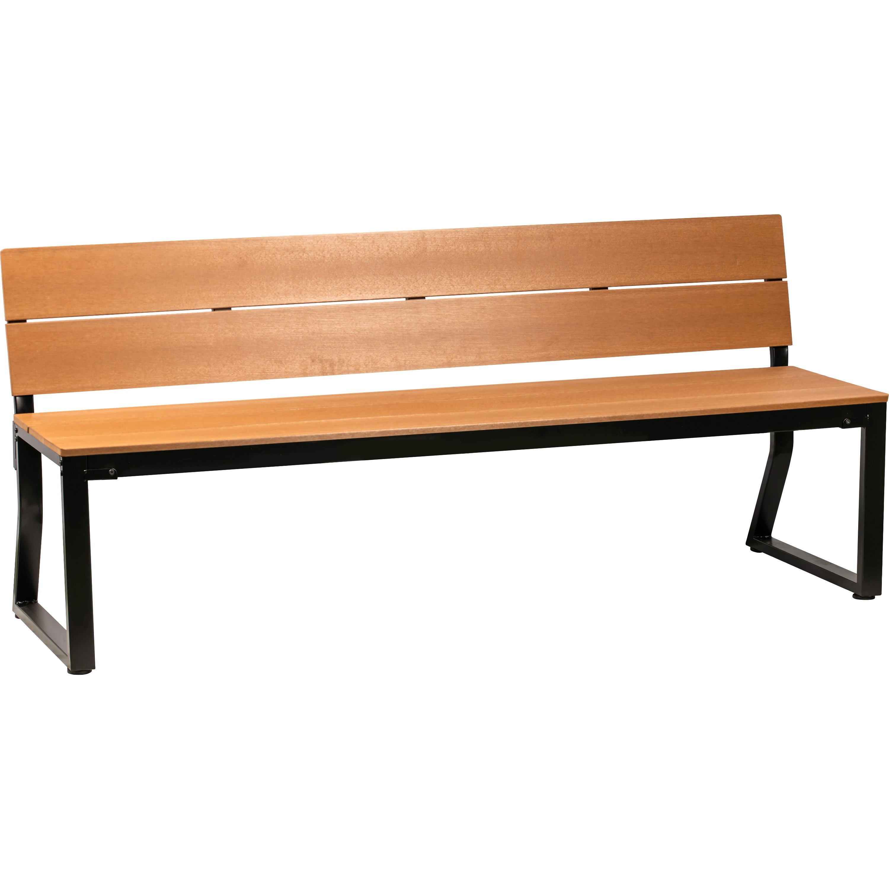 Lorell Faux Wood Outdoor Bench With Backrest - Teak Faux Wood Seat - Teak Faux Wood Back - 1 Each Lorell Faux Wood Outdoor Bench With Backrest - Teak Faux Wood Seat - Teak Faux Wood Back - 1 Each