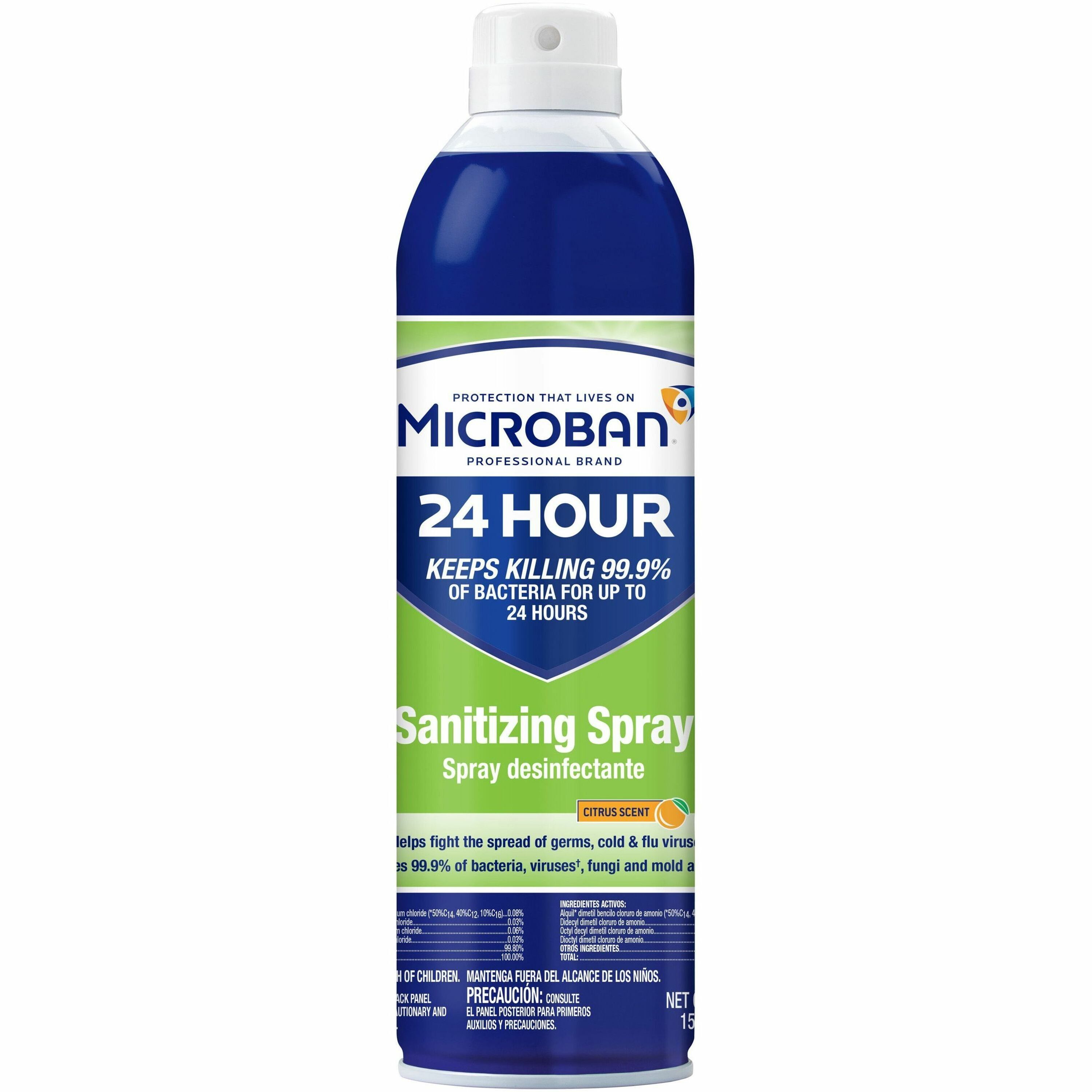 Microban Professional Sanitizing Spray - 15 fl oz (0.5 quart) - Citrus Scent - 6 / Carton - Antimicrobial, Disinfectant - Clear Microban Professional Sanitizing Spray - 15 fl oz (0.5 quart) - Citrus Scent - 6 / Carton - Antimicrobial, Disinfectant - Clear