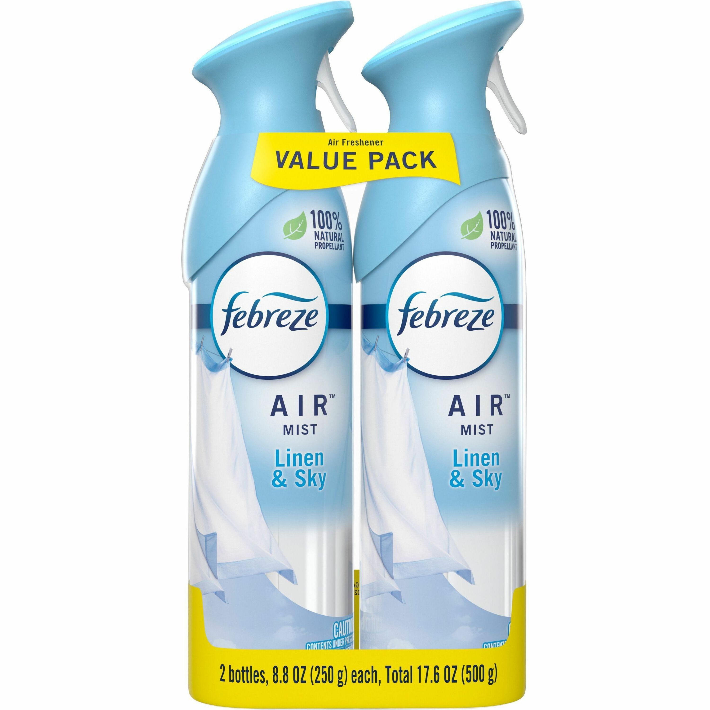 Febreze Linen/Sky Air Spray Pack - Liquid - 8.8 fl oz (0.3 quart) - Linen & Sky - 12 / Carton - Odor Neutralizer, VOC-free Febreze Linen/Sky Air Spray Pack - Liquid - 8.8 fl oz (0.3 quart) - Linen & Sky - 12 / Carton - Odor Neutralizer, VOC-free