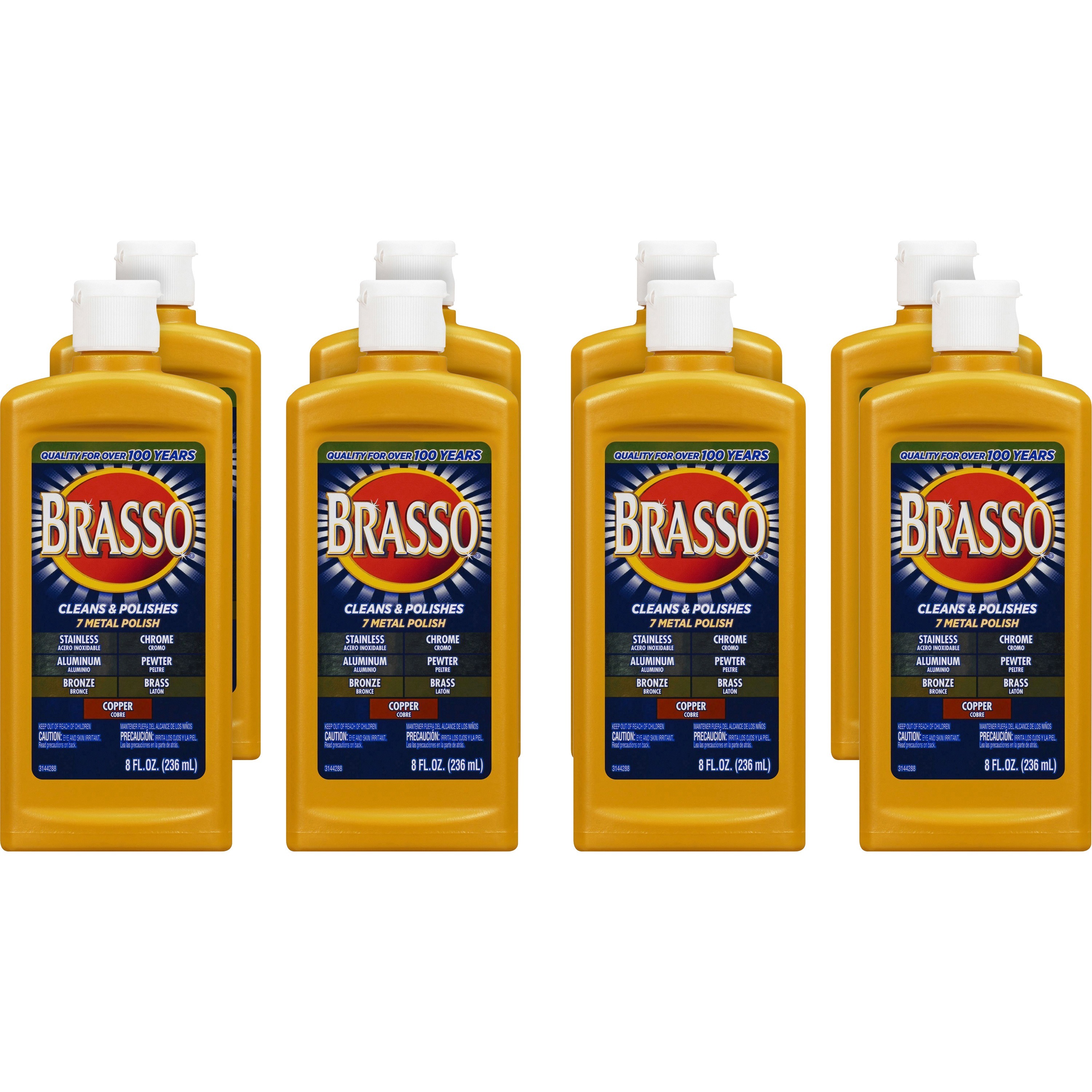 Brasso Metal Polish - 8 fl oz (0.3 quart)Bottle - 8 / Carton - Tan Brasso Metal Polish - 8 fl oz (0.3 quart)Bottle - 8 / Carton - Tan