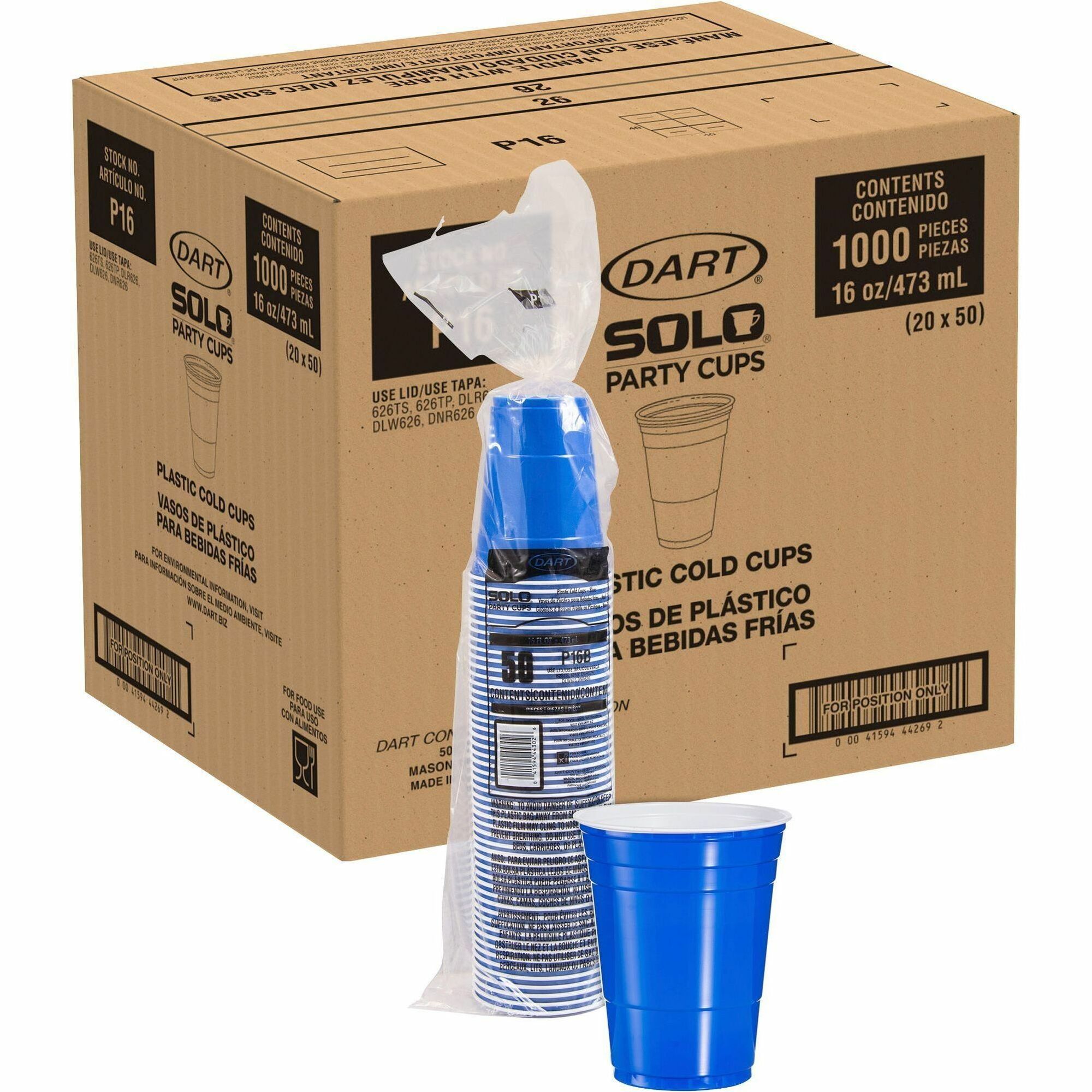 Solo 16 oz Plastic Cold Party Cups - 50.0 / Bag - Round - 20 / Carton - Translucent - Polystyrene - Cold Drink, Party, Soda, Juice, Concession Stand Solo 16 oz Plastic Cold Party Cups - 50.0 / Bag - Round - 20 / Carton - Translucent - Polystyrene - Cold Drink, Party, Soda, Juice, Concession Stand