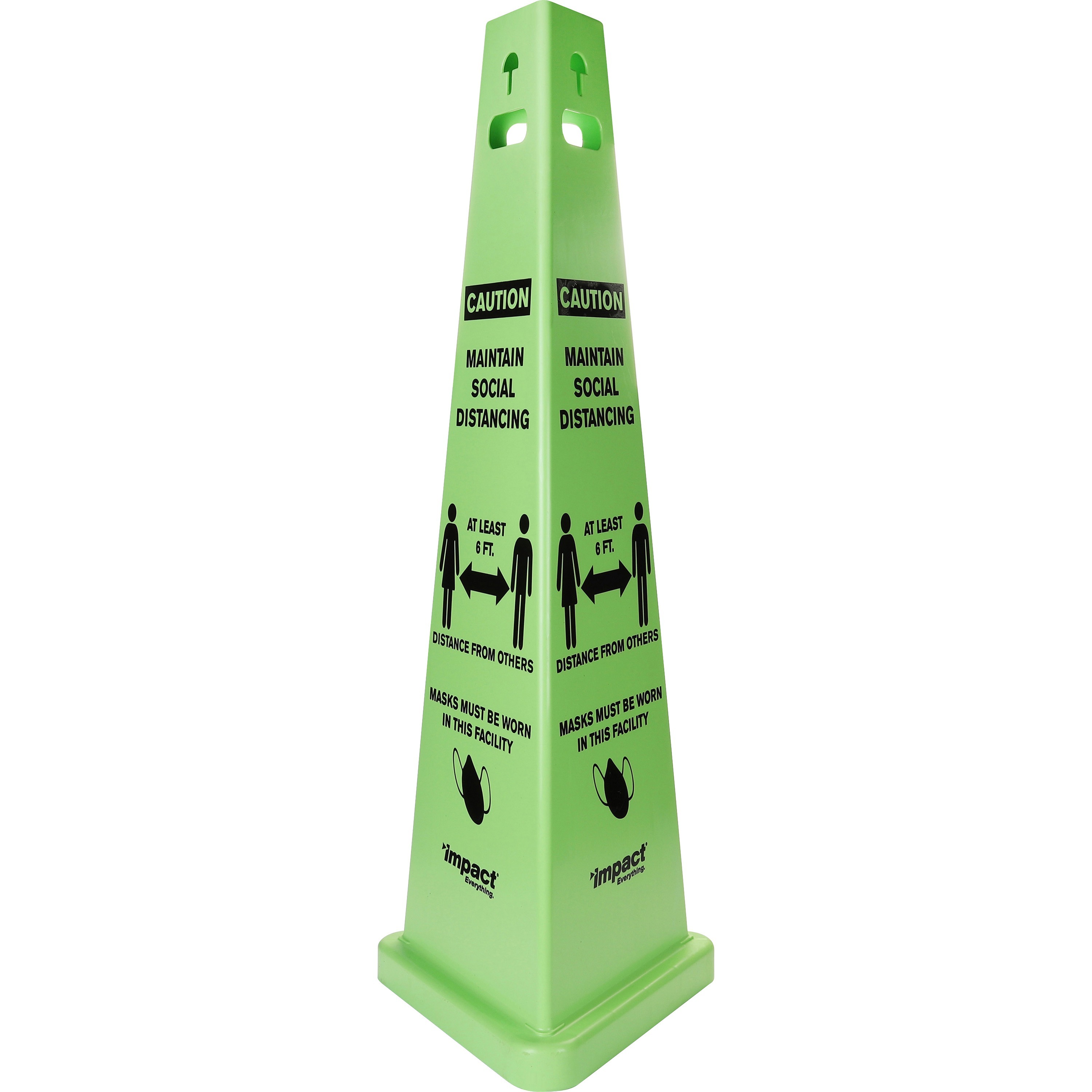 Impact TriVu Social Distancing 3 Sided Safety Cone - 1 Each - Caution Maintain Social Distancing Print/Message - 40 Impact TriVu Social Distancing 3 Sided Safety Cone - 1 Each - Caution Maintain Social Distancing Print/Message - 40