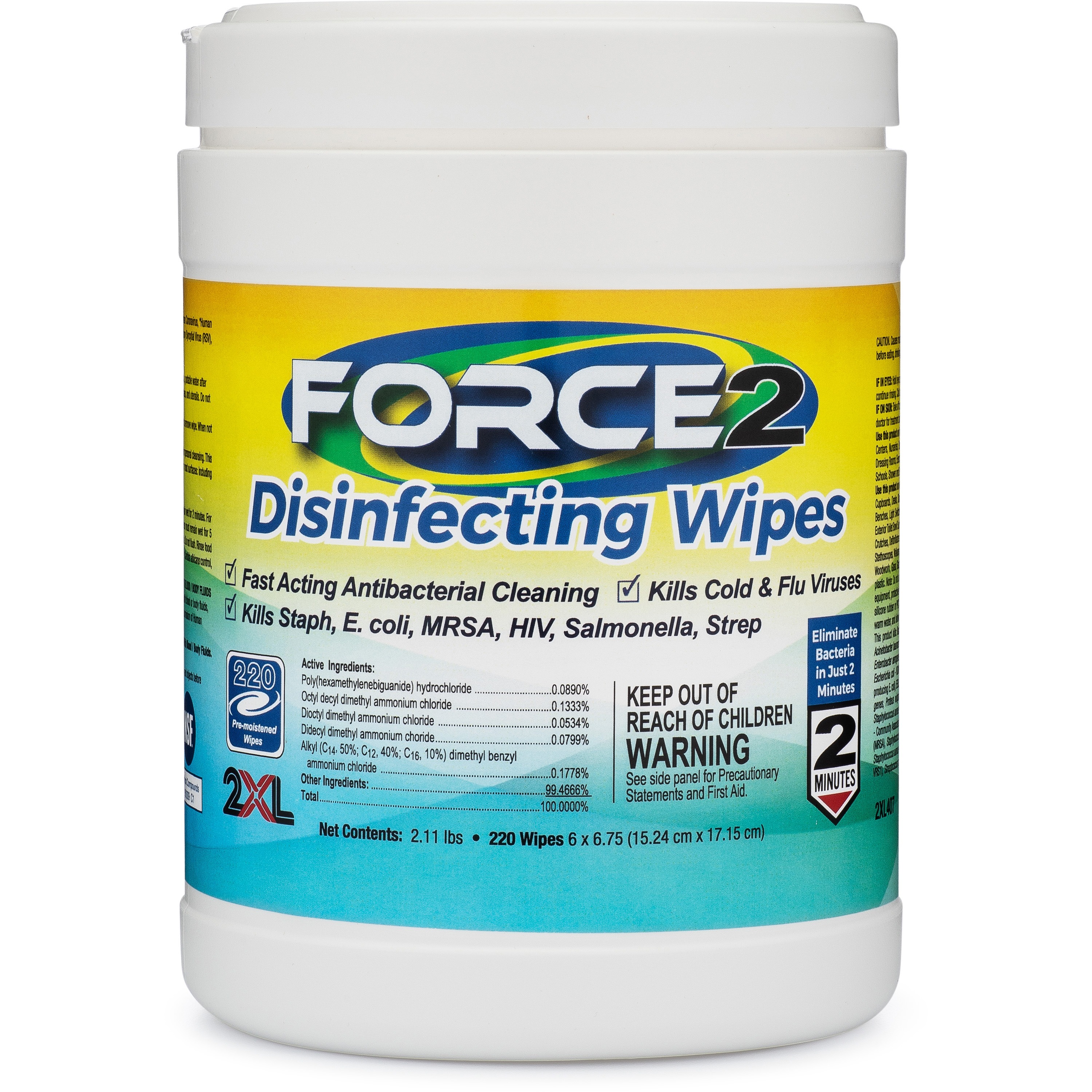 2XL FORCE2 Disinfecting Wipes - 6.75 2XL FORCE2 Disinfecting Wipes - 6.75