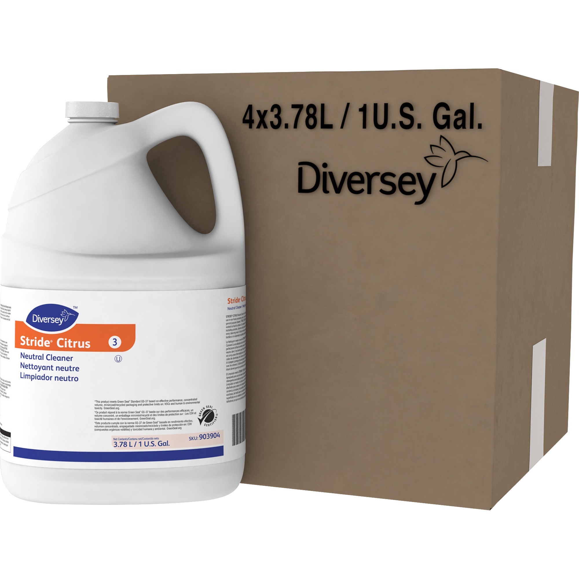 Diversey Stride Citrus Neutral Cleaner - Concentrate - 128 fl oz (4 quart) - Citrus Scent - 4 / Carton - pH Neutral, Non Alkaline, Low Foaming, Rinse-free, Film-free, Kosher - Orange Diversey Stride Citrus Neutral Cleaner - Concentrate - 128 fl oz (4 quart) - Citrus Scent - 4 / Carton - pH Neutral, Non Alkaline, Low Foaming, Rinse-free, Film-free, Kosher - Orange