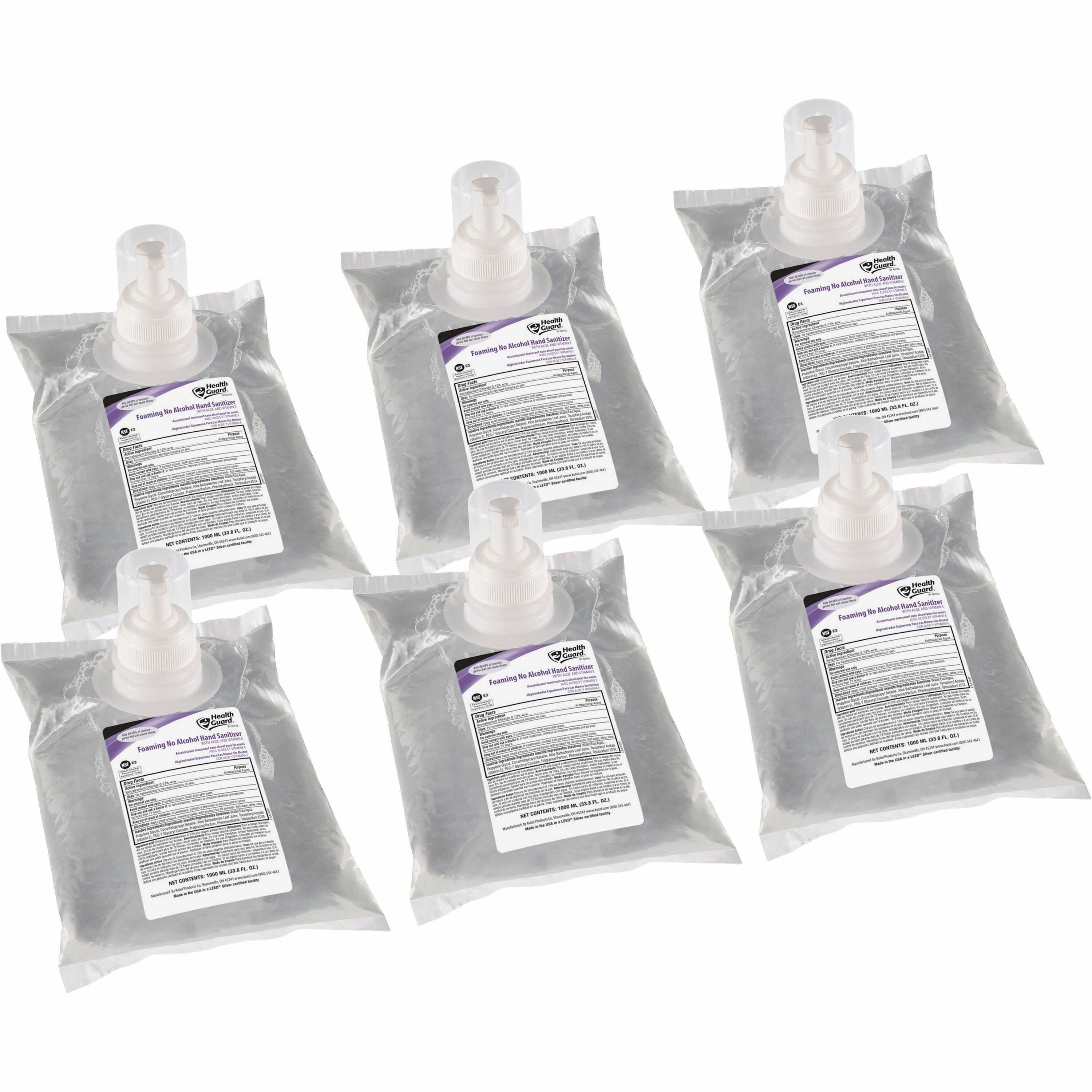 Health Guard Hand Sanitizer Foam - Alcohol Scent - 33.8 fl oz (1000 mL) - Kill Germs - Multipurpose, Hand - Moisturizing - Clear - Fast Acting, Dye-free, Fragrance-free, No Rinse - 6 / Carton Health Guard Hand Sanitizer Foam - Alcohol Scent - 33.8 fl oz (1000 mL) - Kill Germs - Multipurpose, Hand - Moisturizing - Clear - Fast Acting, Dye-free, Fragrance-free, No Rinse - 6 / Carton
