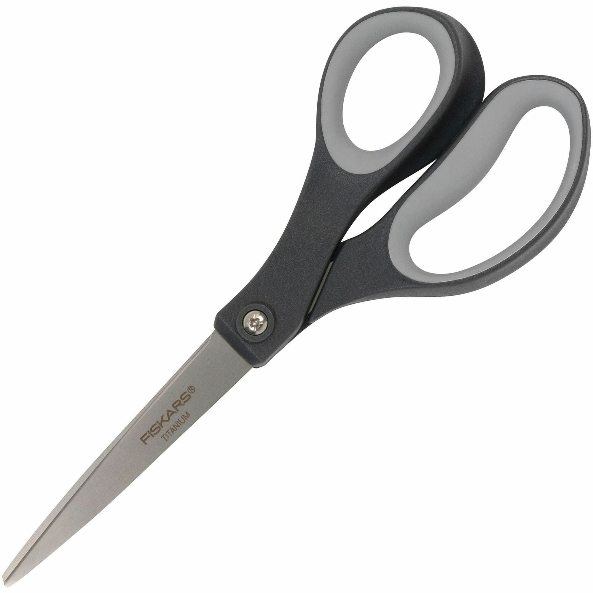 Fiskars Titanium Soft Grip Scissors - Titanium Nitride - Gray - 2 / Pack Fiskars Titanium Soft Grip Scissors - Titanium Nitride - Gray - 2 / Pack