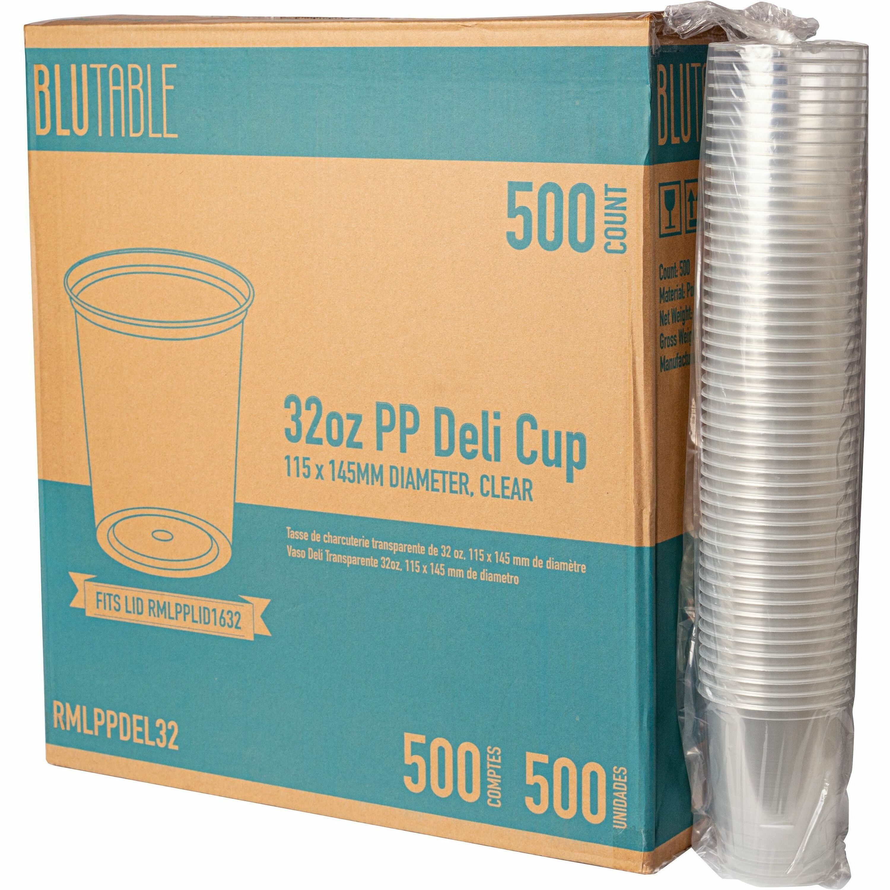BluTable 32 oz Round Deli Tub Containers - Food, Food Storage - Microwave Safe - Clear - Round - 500 / Carton BluTable 32 oz Round Deli Tub Containers - Food, Food Storage - Microwave Safe - Clear - Round - 500 / Carton