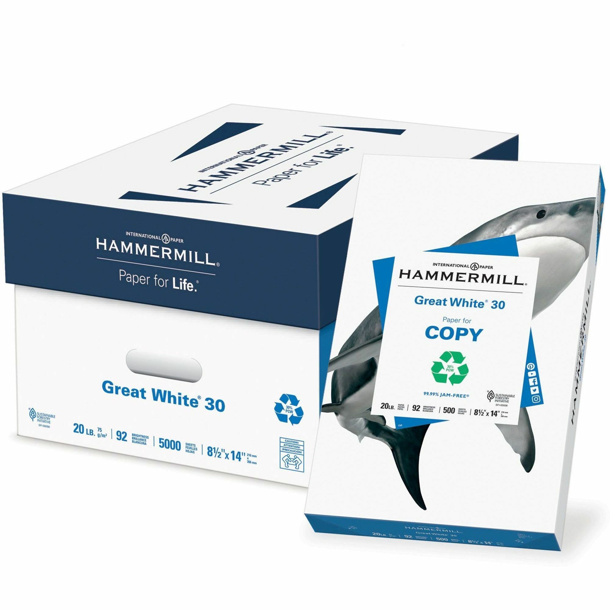 Hammermill Great White 30 Copy Paper - 92 Brightness - 88% Opacity - 8 1/2 Hammermill Great White 30 Copy Paper - 92 Brightness - 88% Opacity - 8 1/2
