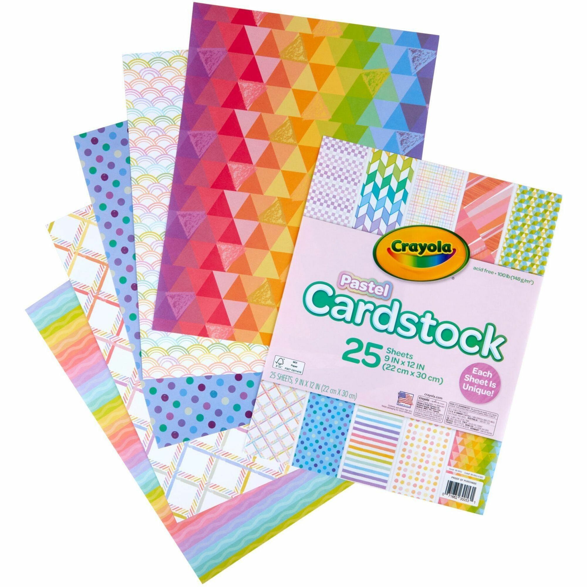Crayola Pastel Cardstock - Greeting Card, Gift, Cardmaking, Decoration - Patterns - 25 / Pack - Assorted Pastel Crayola Pastel Cardstock - Greeting Card, Gift, Cardmaking, Decoration - Patterns - 25 / Pack - Assorted Pastel