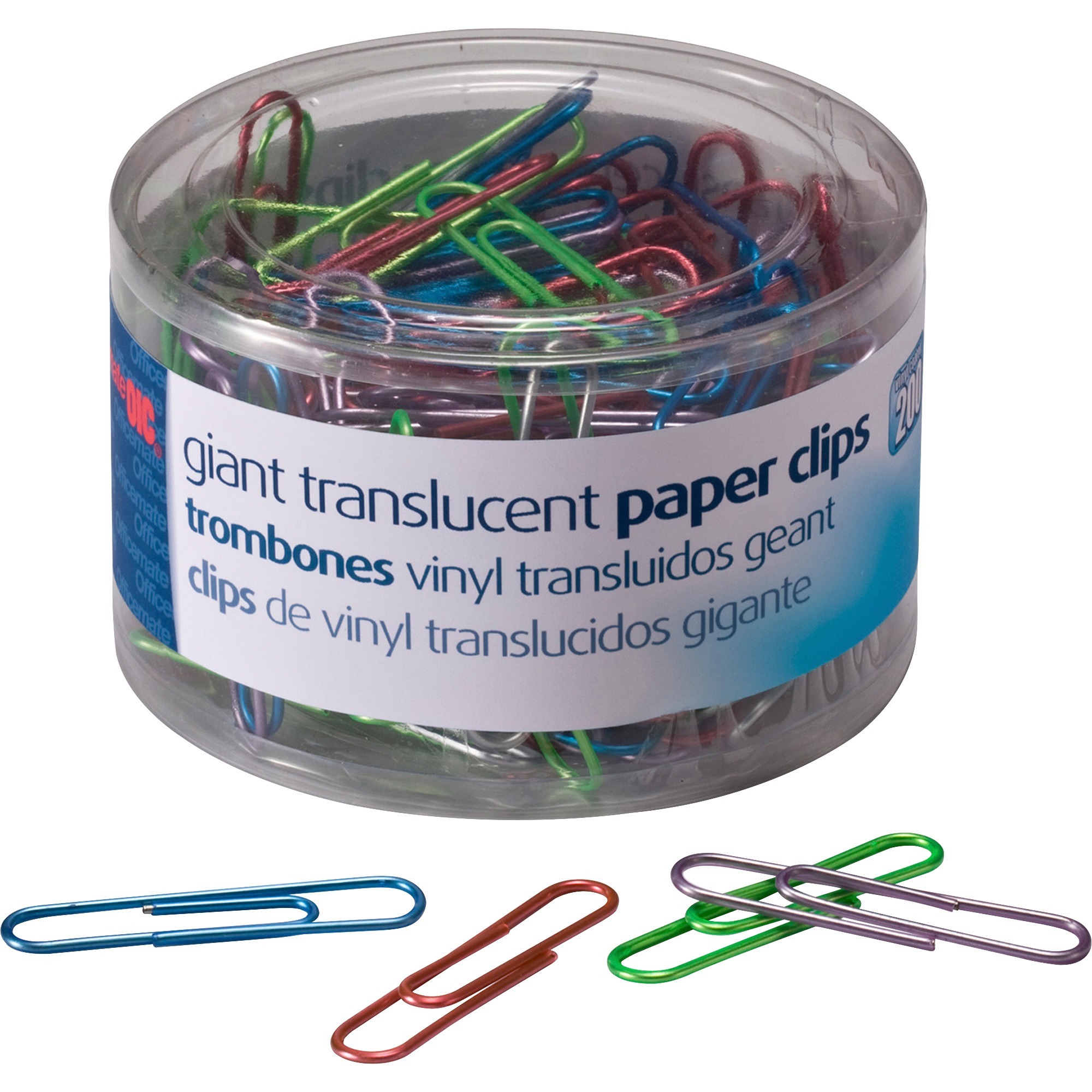 Officemate Translucent Vinyl Paper Clips - Jumbo - 2 Officemate Translucent Vinyl Paper Clips - Jumbo - 2