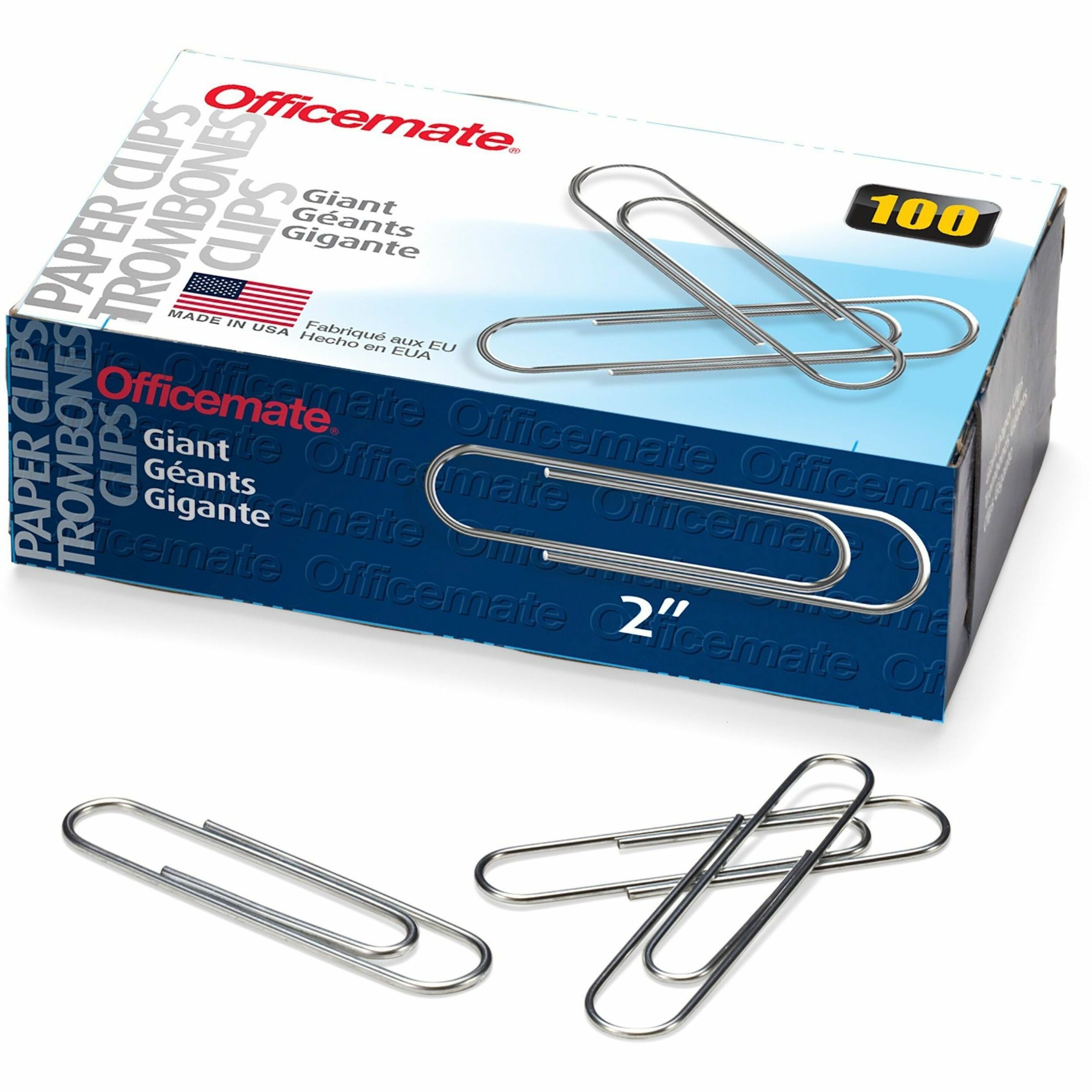 Officemate Giant Nonskid Paper Clips - Jumbo - 2 Officemate Giant Nonskid Paper Clips - Jumbo - 2