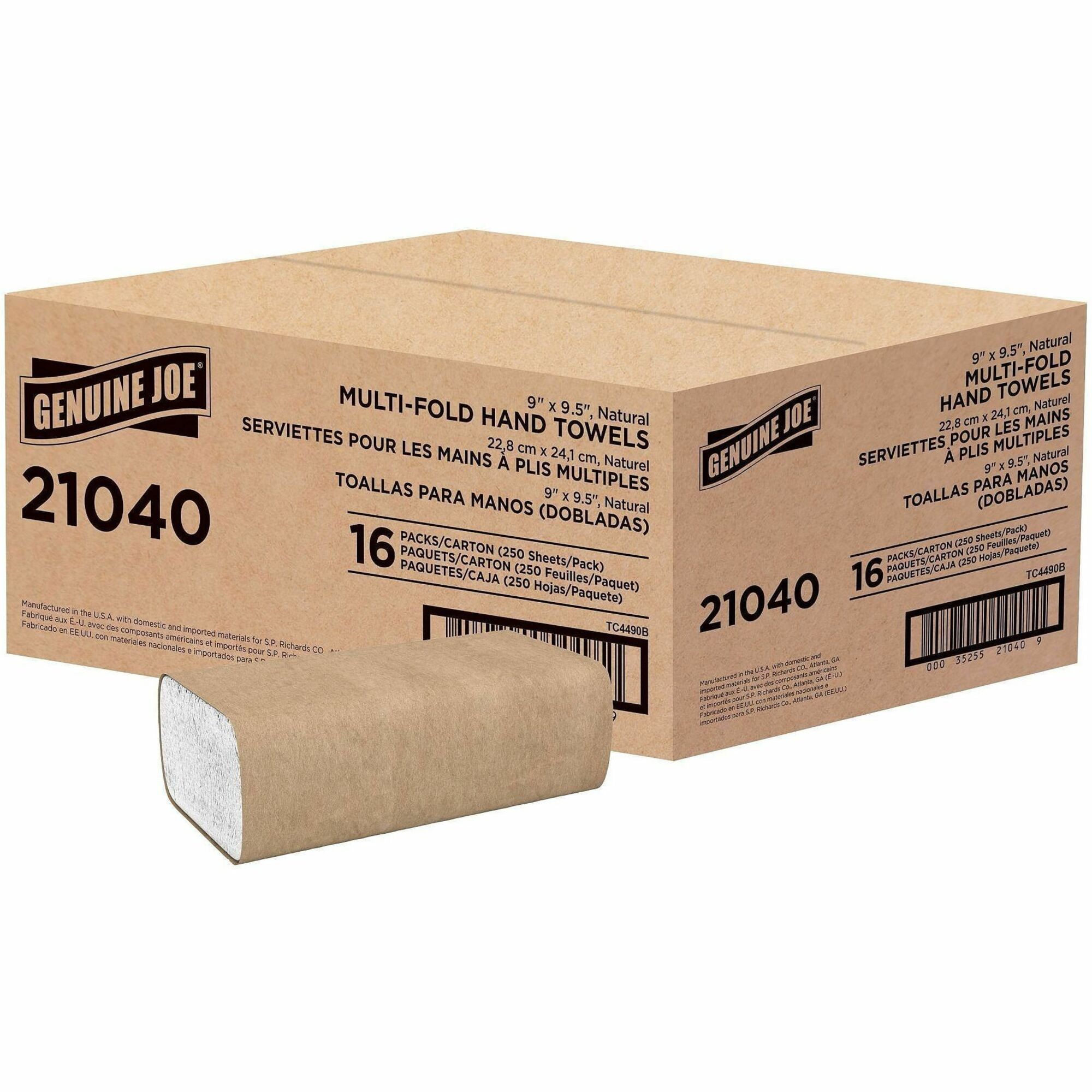 Paper Towel Multi fold 250 sheets Natural by Genuine Joe GJO21040