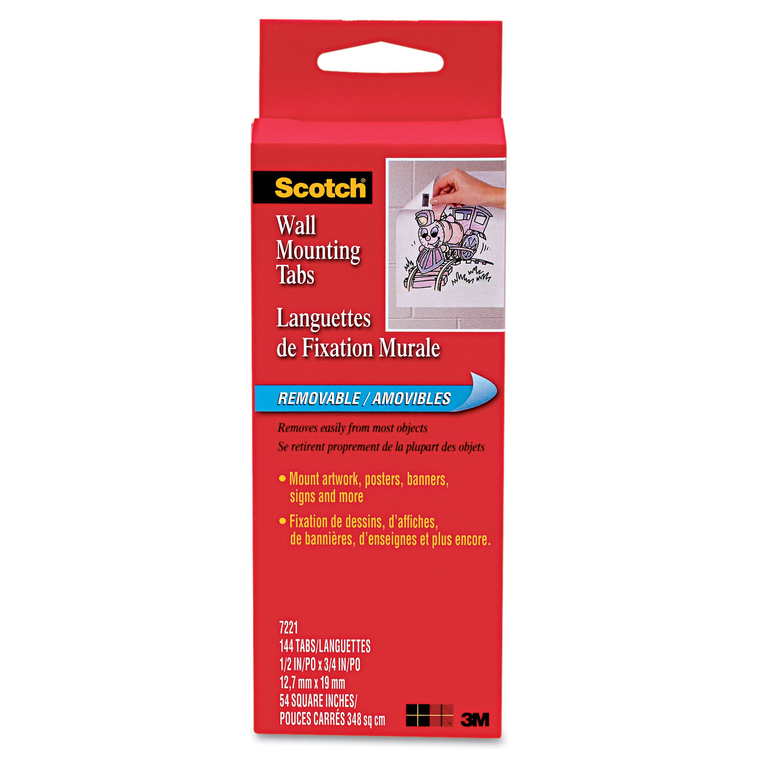 Scotch Removable Double-Sided Mounting Tabs, 1/2 in x 3/4 in, Pack of 480