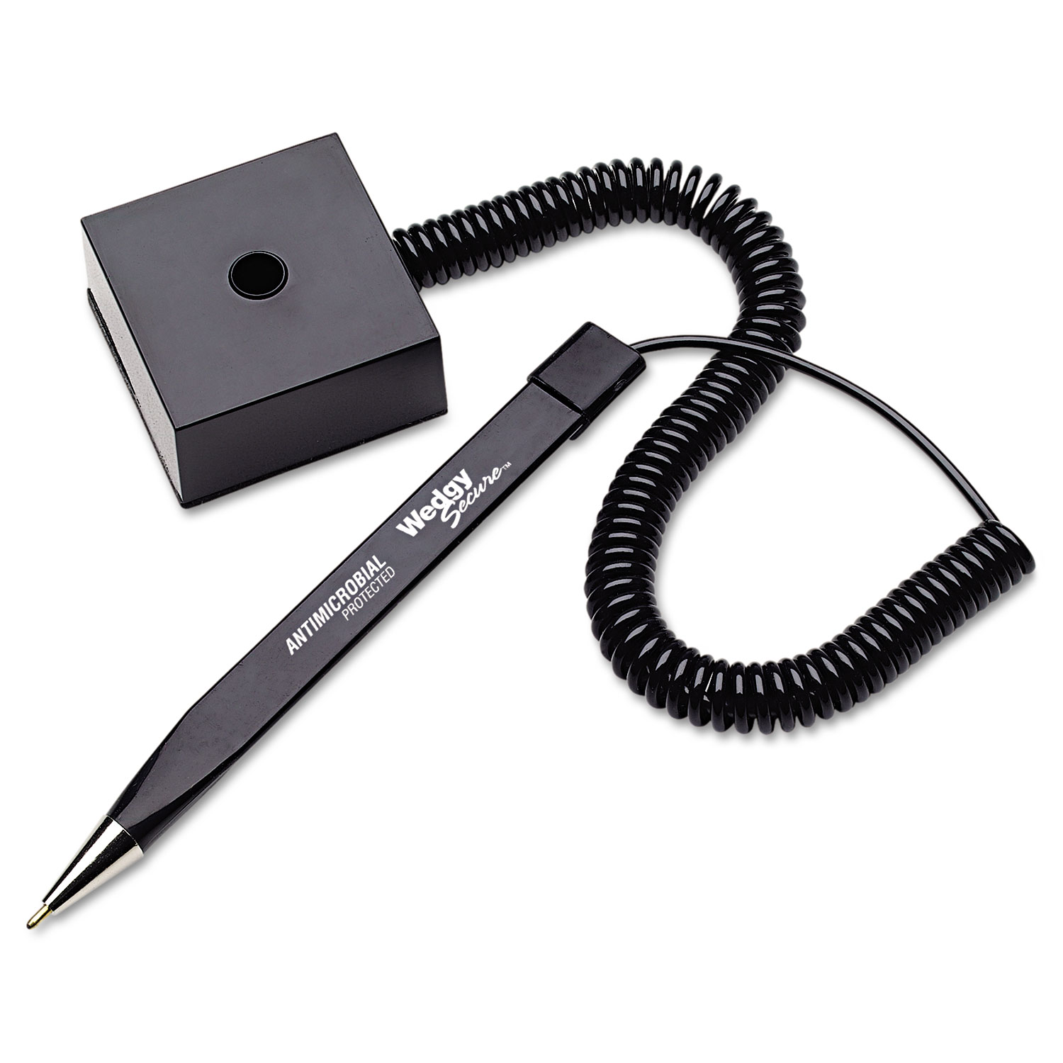 Wedgy Secure Antimicrobial Ballpoint Counter Pen, Fine 0.5 mm, Black Ink, Black Wedgy Secure Antimicrobial Ballpoint Counter Pen, Fine 0.5 mm, Black Ink, Black
