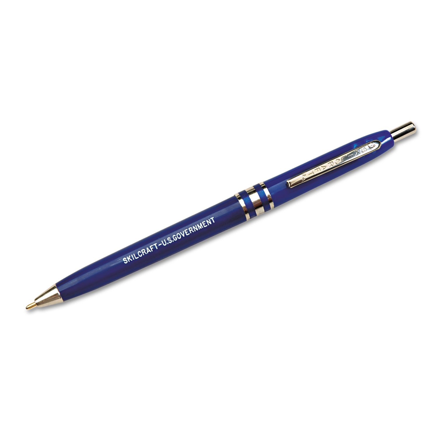 SKILCRAFT : Stick Pen – Blue Ink – White Barrel – 12 / Dozen