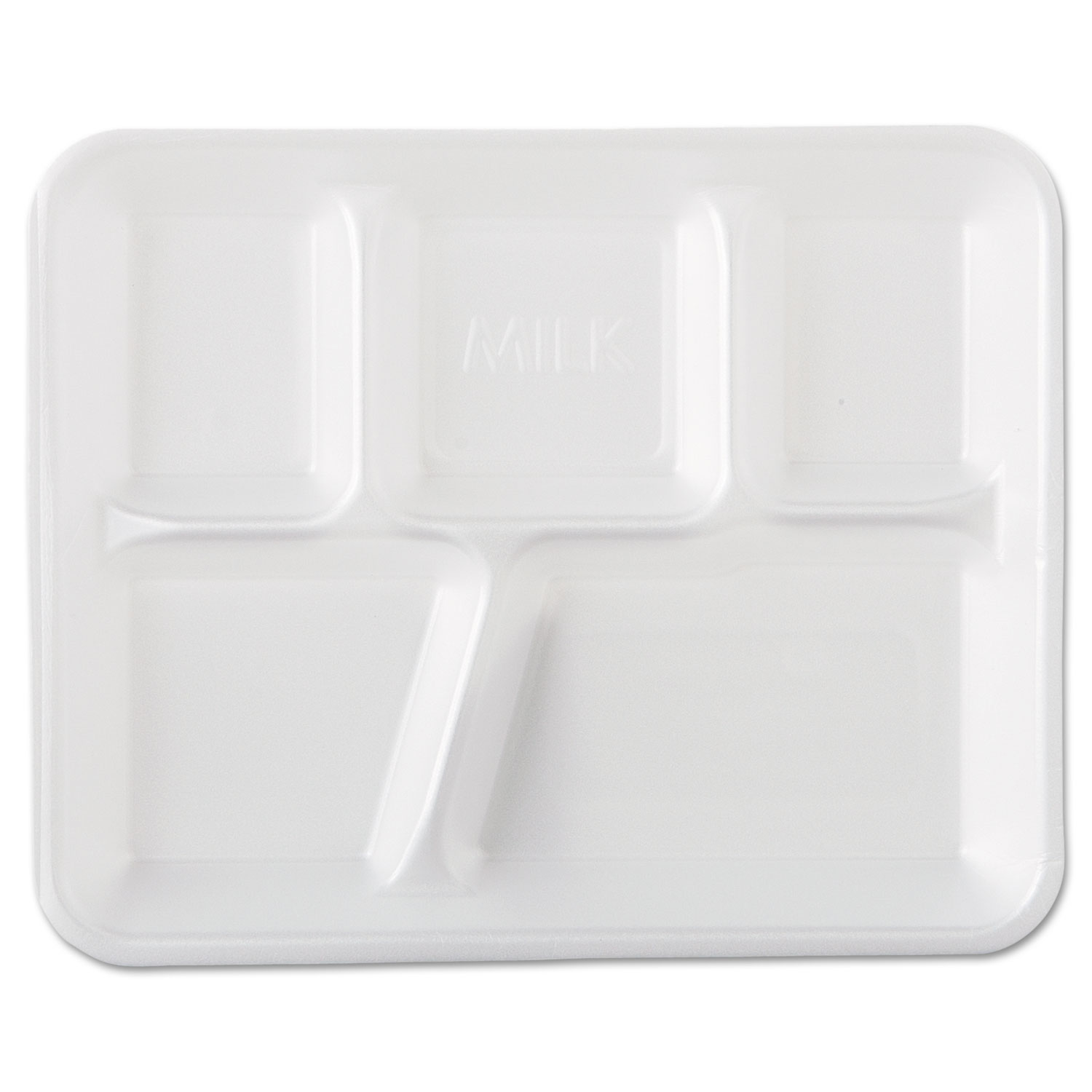 Deep 6 Compartment Foam School Tray - White