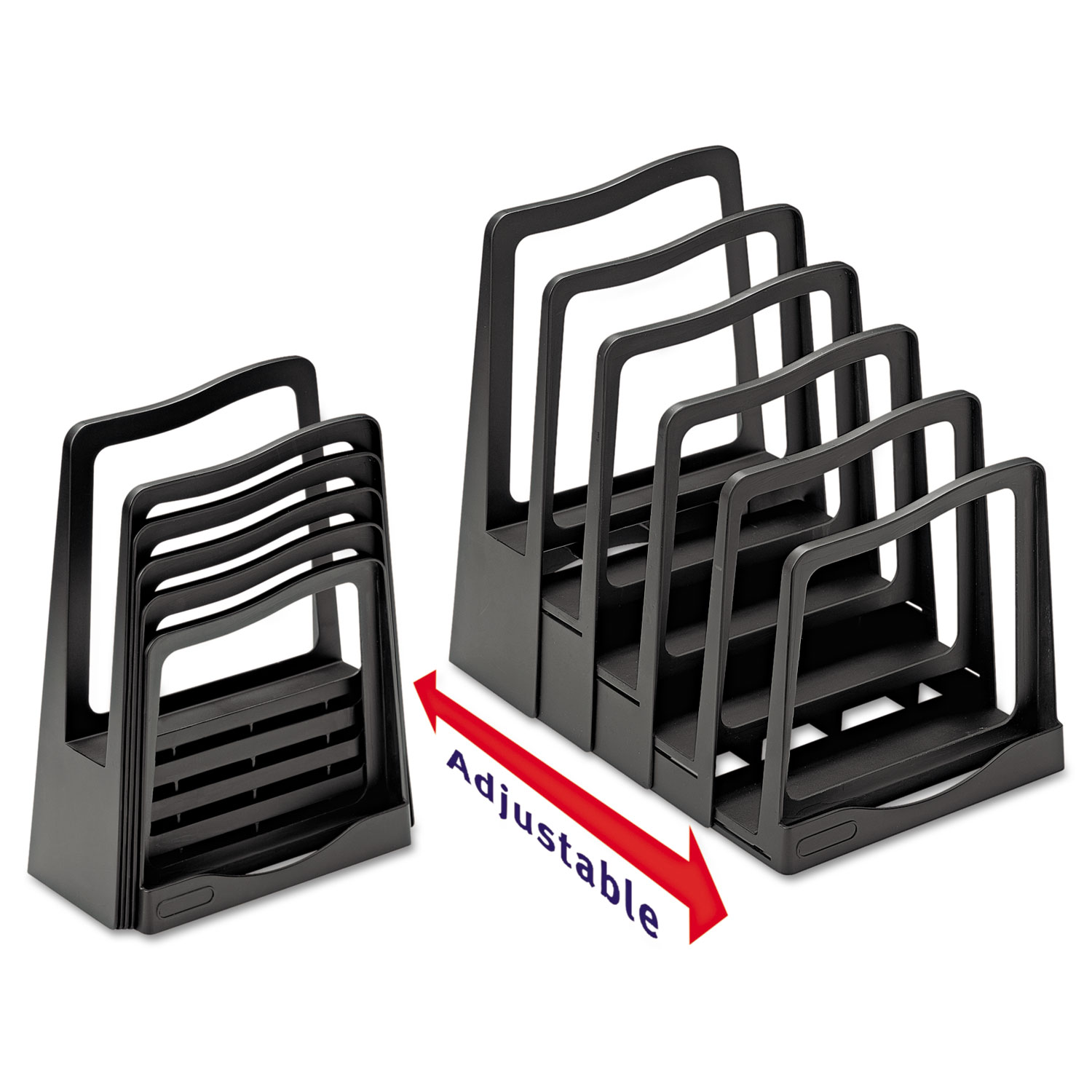 Adjustable File Rack, 5 Sections, Letter Size Files, 8 Adjustable File Rack, 5 Sections, Letter Size Files, 8