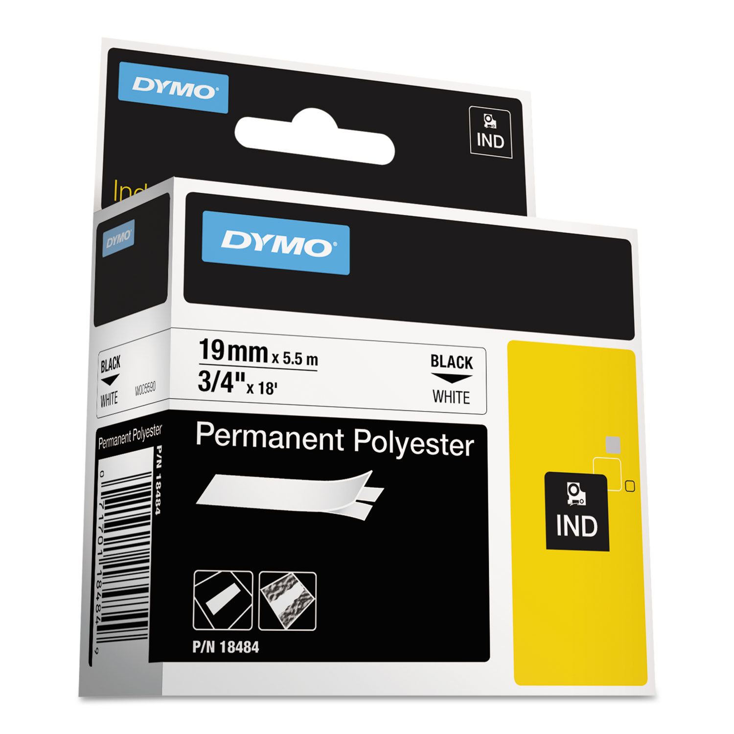 DYMO Vinyl Label Tape DYM1805436 Permanent Adhesive 34 W x 18L Thermal  Transfer BlackWhite - Office Depot