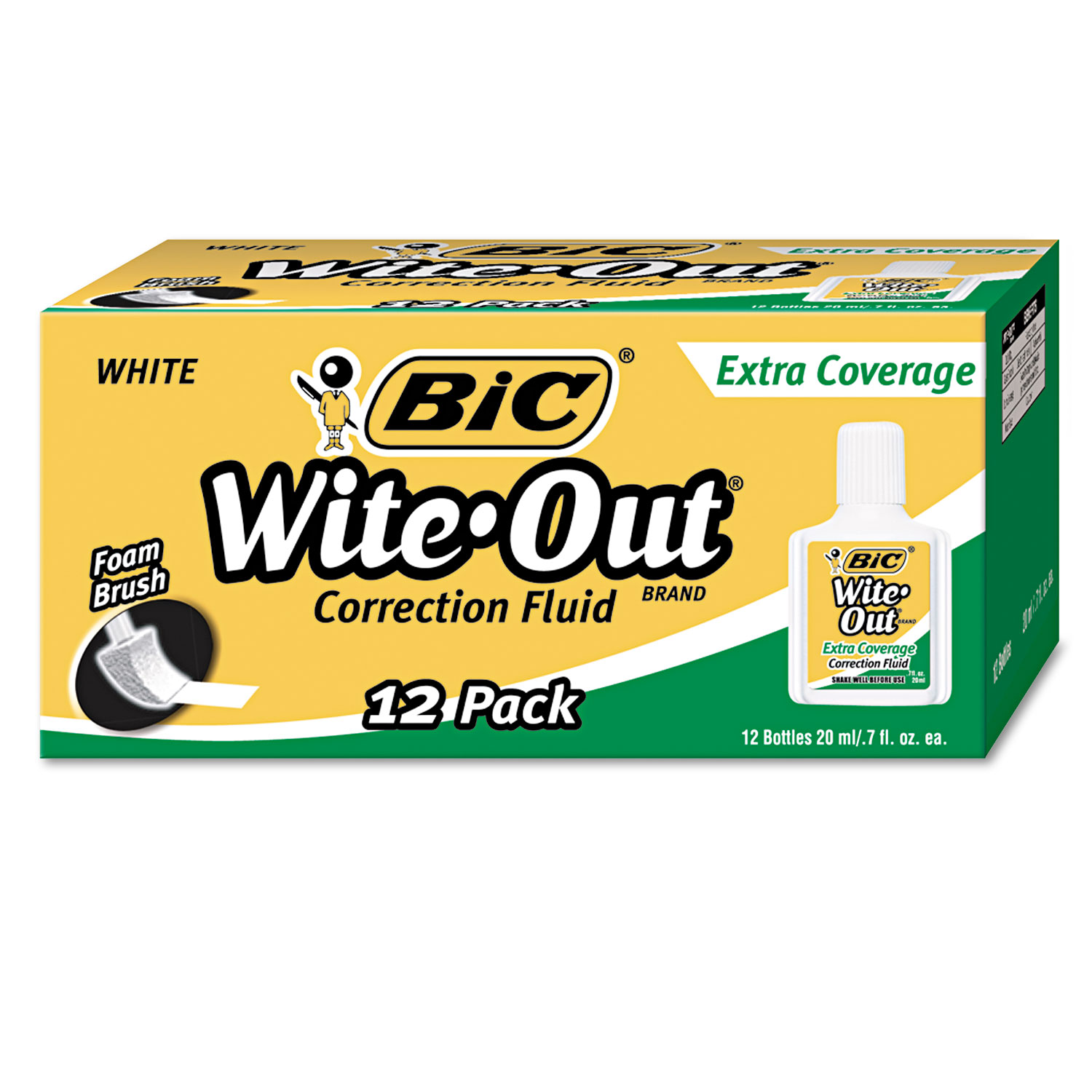 BIC Wite Out Extra Coverage Correction Fluid 20 mL Bottles White Pack Of 2  - Office Depot