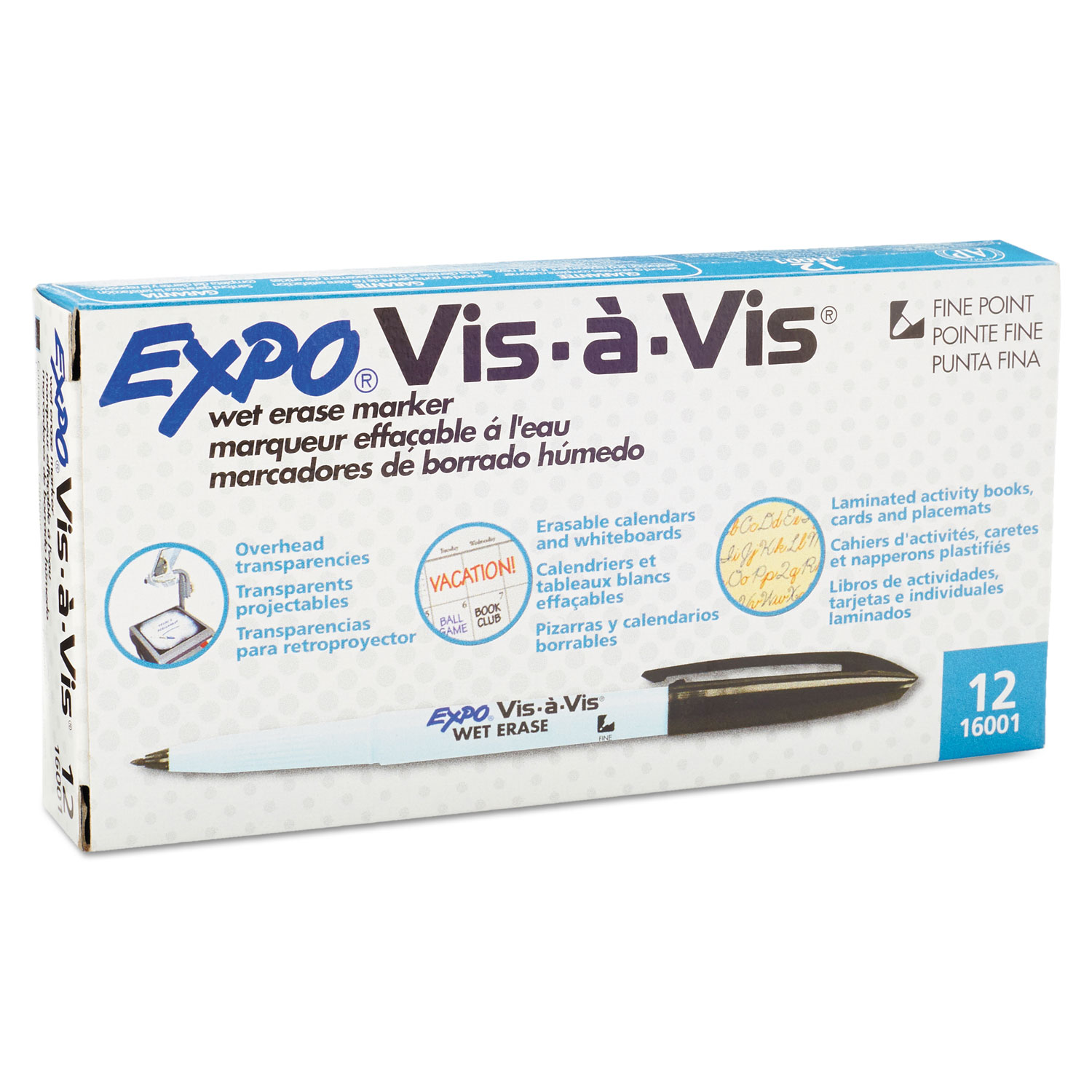 Expo Vis-A-Vis Wet-Erase Marker, Fine Point, Red, Dozen