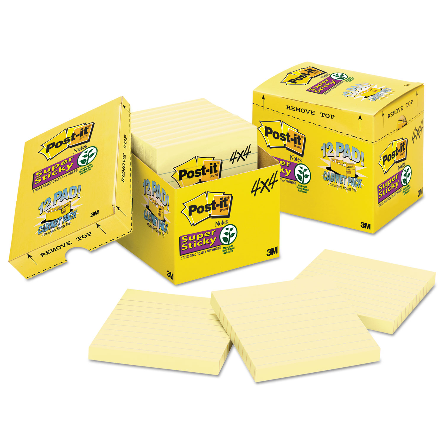 Post-it Super Sticky Notes, 3 in x 3 in, 12 Pads, 90 Sheets/Pad
