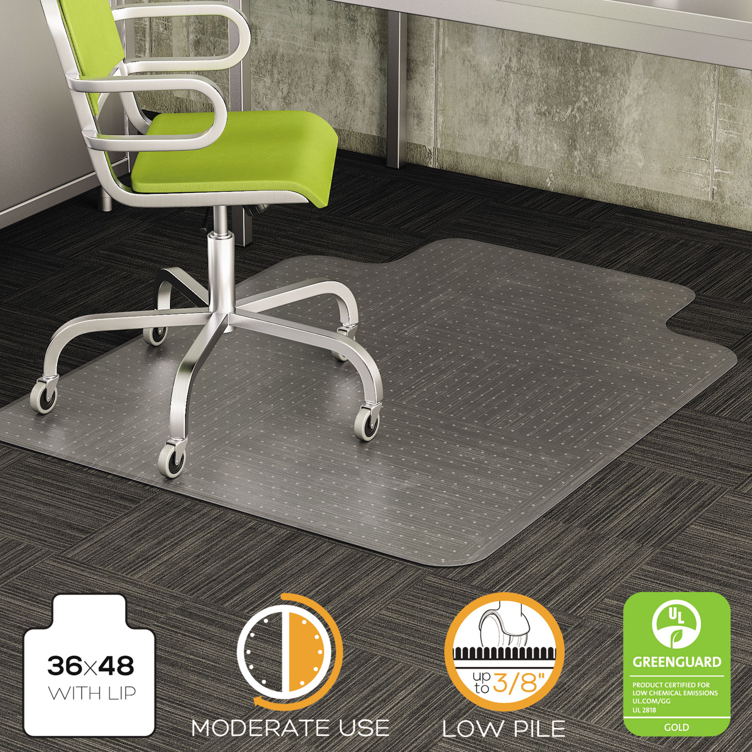 Deflecto Chair Mat For Medium Pile Carpet Rectangular 36 W x 48 D Black -  Office Depot