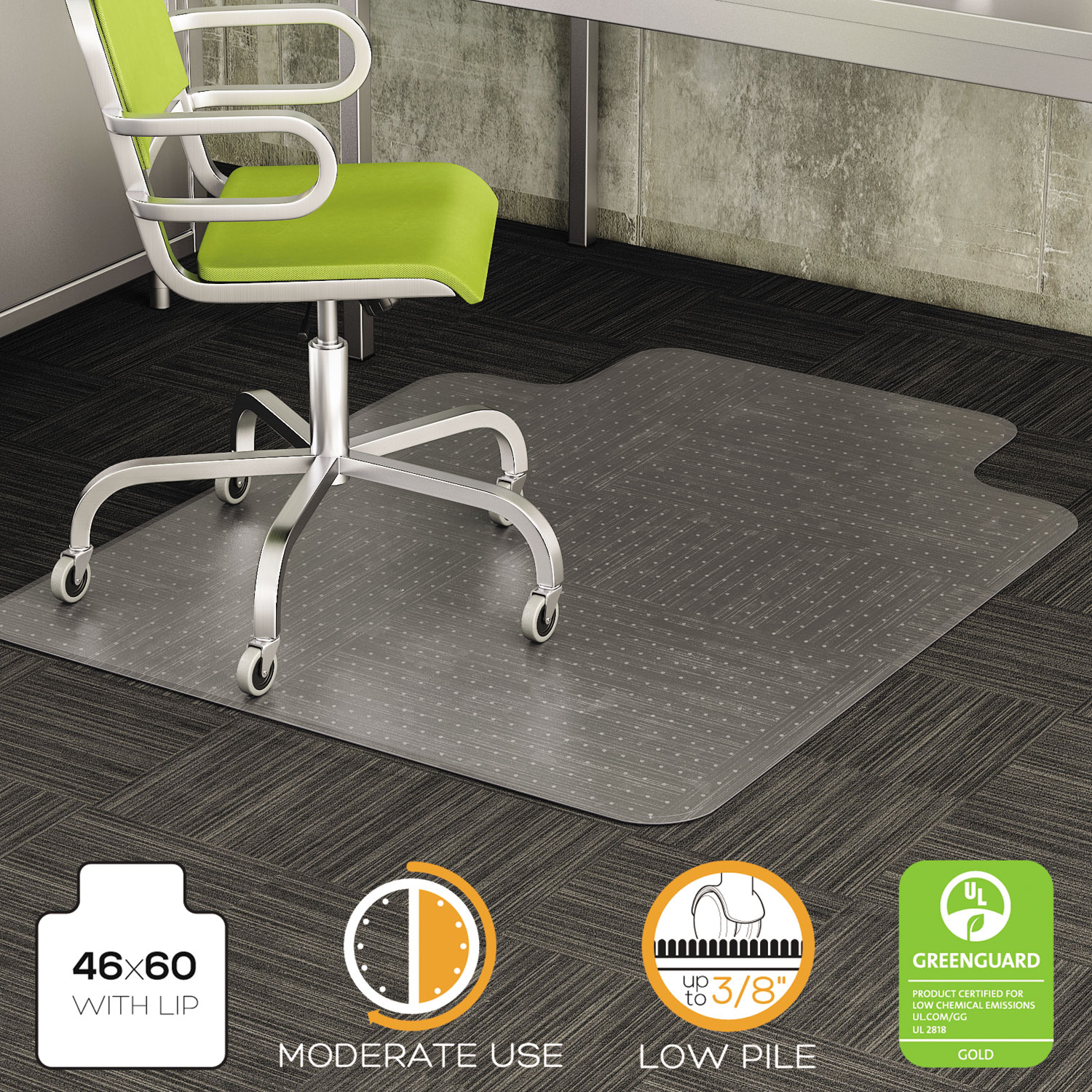 Deflecto Chair Mat For Medium Pile Carpet Rectangular 36 W x 48 D Black -  Office Depot