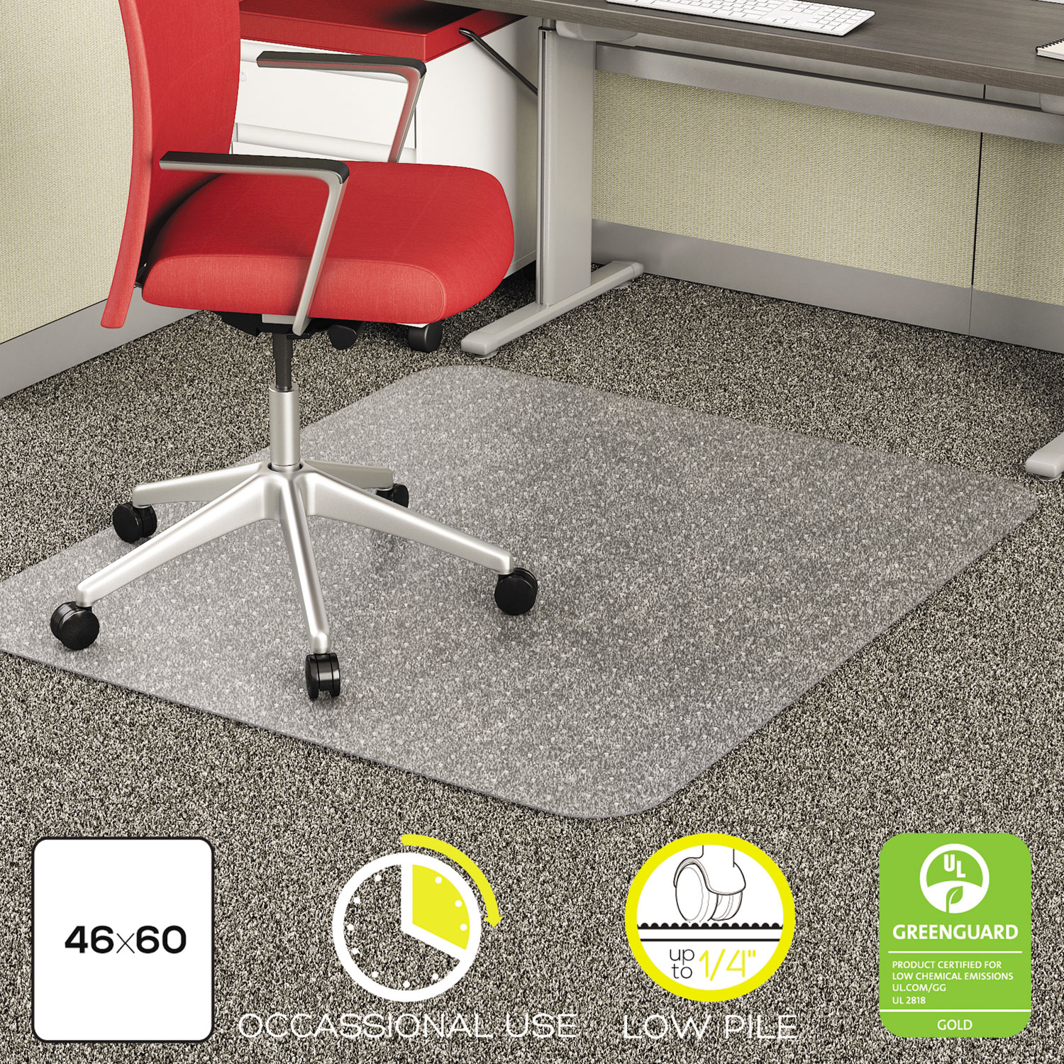 Deflecto Chair Mat For Medium Pile Carpet Rectangular 36 W x 48 D Black -  Office Depot