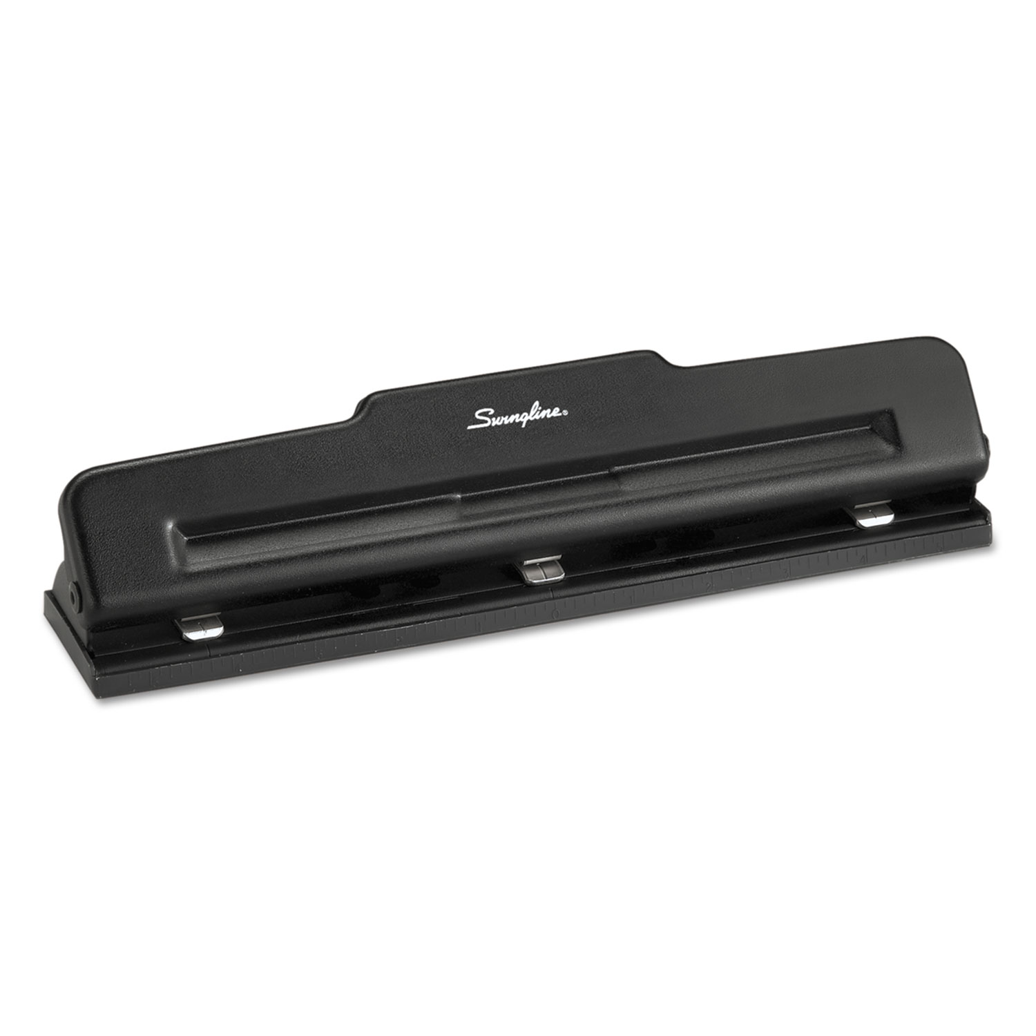 Universal 12-Sheet Deluxe Two- and Three-Hole Adjustable Punch, 9/32 Holes, Black