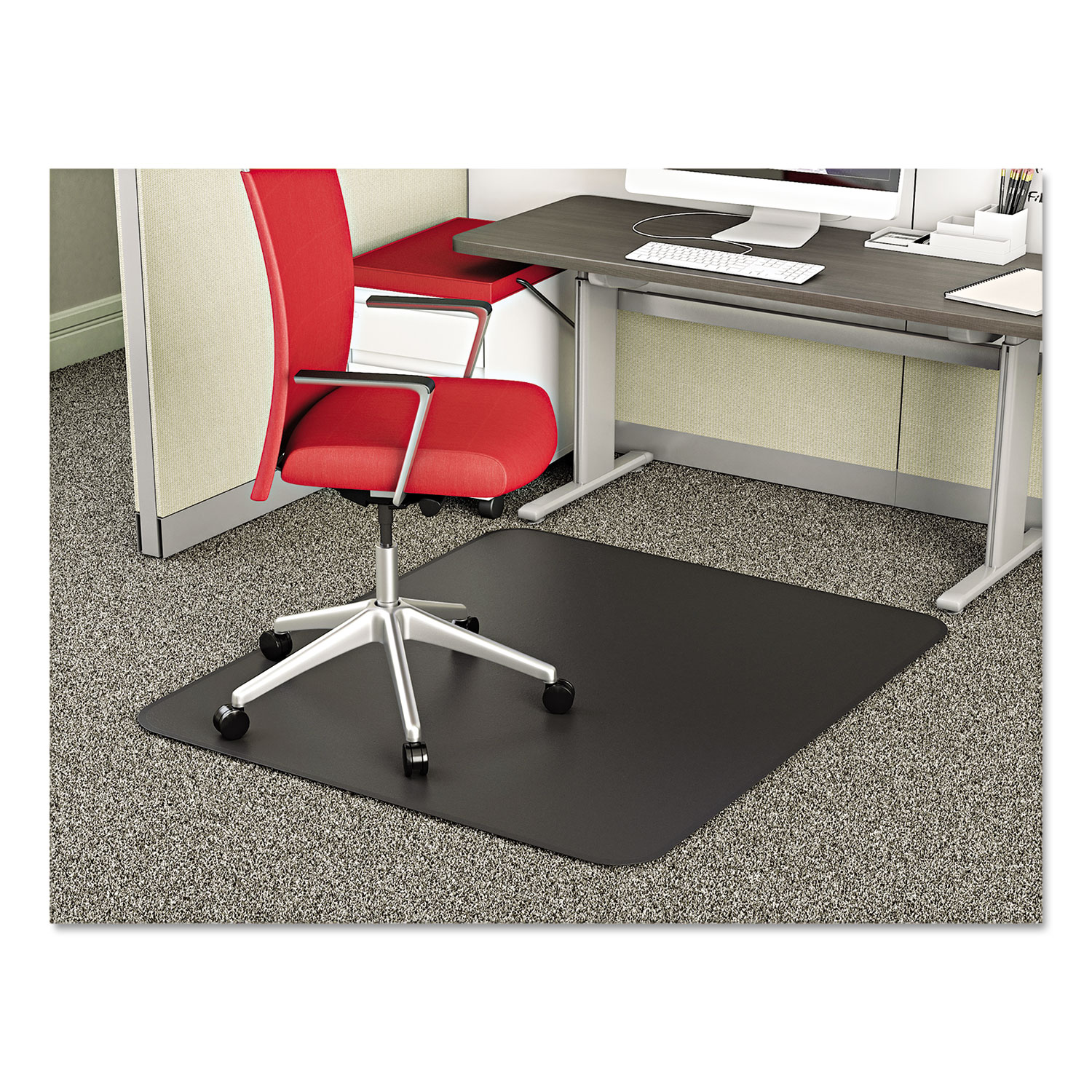 Deflecto Chair Mat For Medium Pile Carpet Rectangular 36 W x 48 D Black -  Office Depot