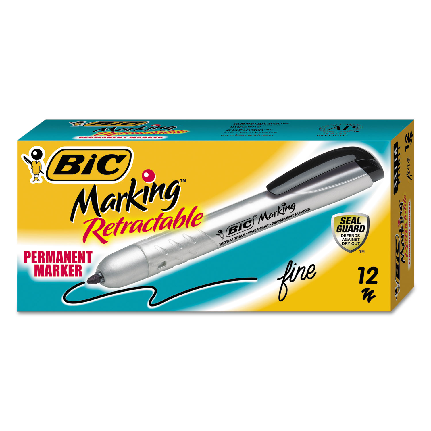 BIC Mark it Retractable Permanent Markers Fine Marker Point Retractable  Black 12 Dozen - Office Depot