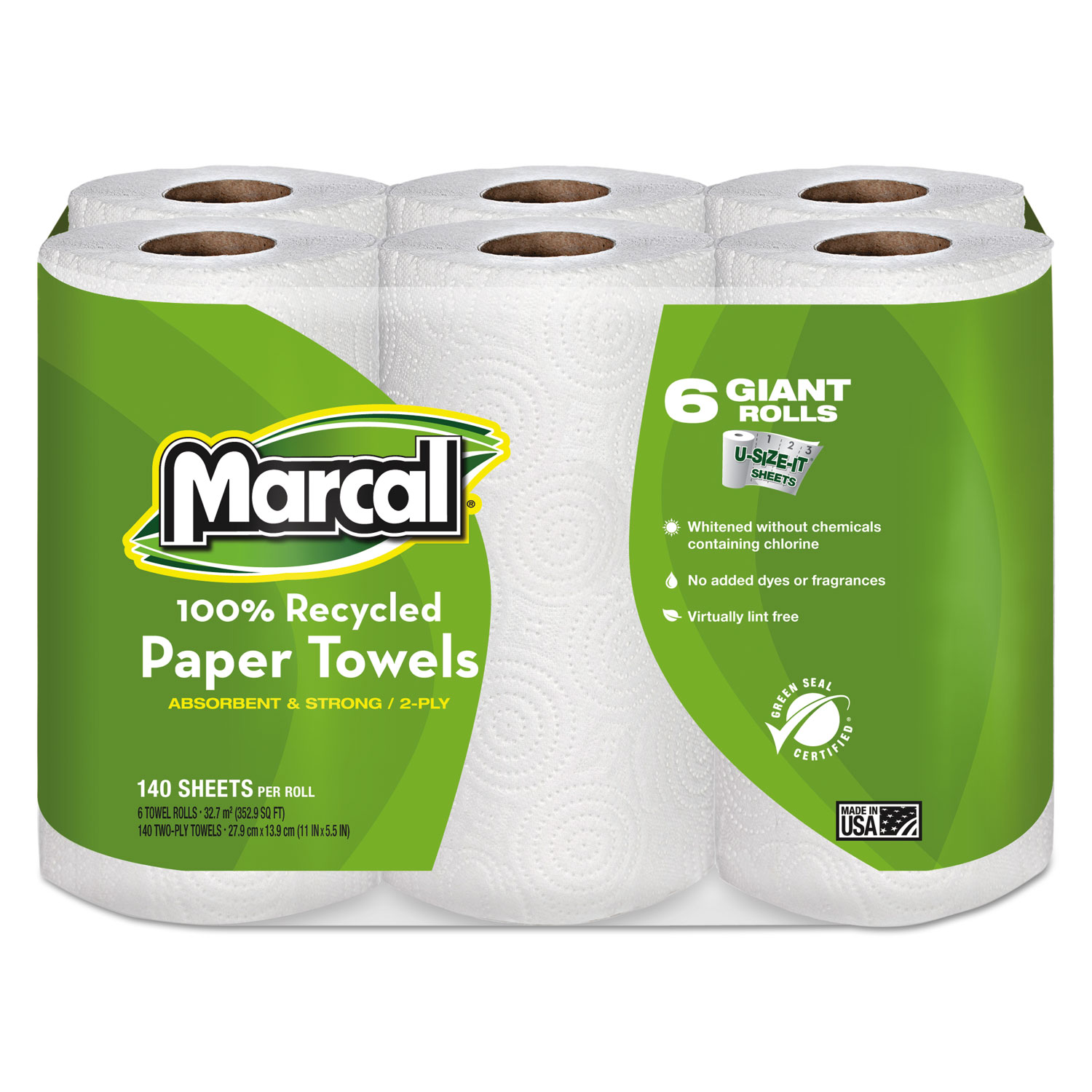 100% Premium Recycled Kitchen Roll Towels, 2-Ply, 11 x 5.5, White, 140/Roll, 6 Rolls/Pack 100% Premium Recycled Kitchen Roll Towels, 2-Ply, 11 x 5.5, White, 140/Roll, 6 Rolls/Pack