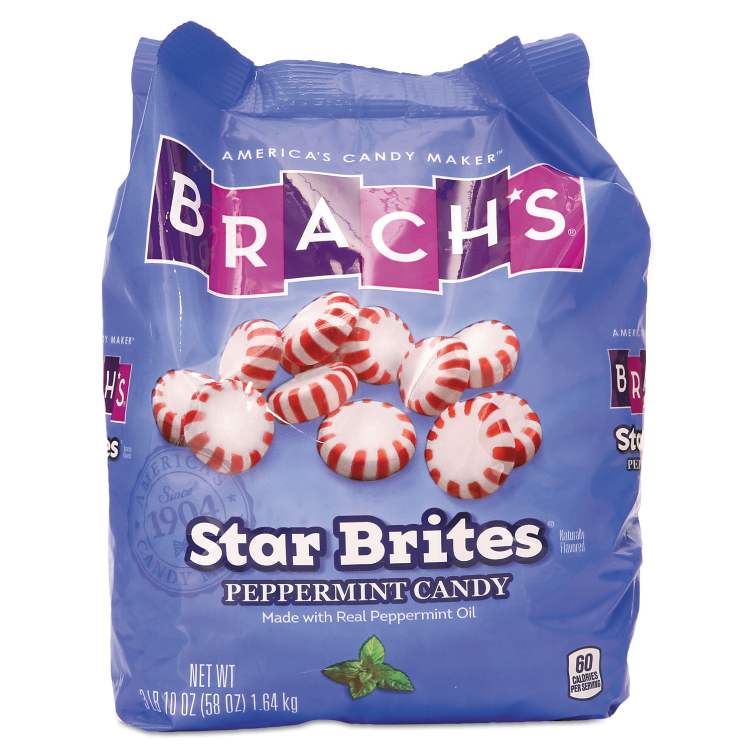 A display of individually wrapped red and white Brach's Star