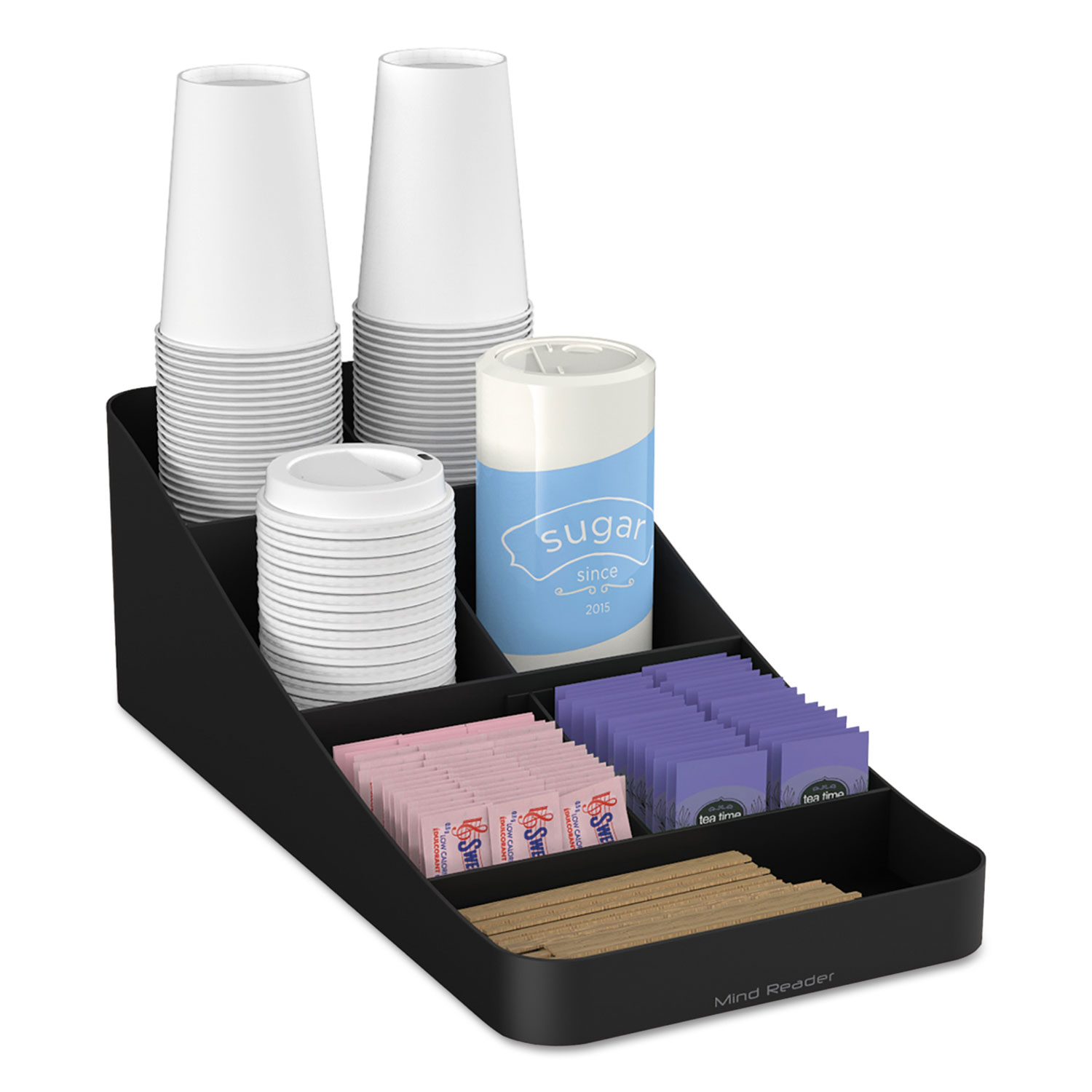 Mind Reader - Trove 7-Compartment Coffee Condiment Organizer - Black