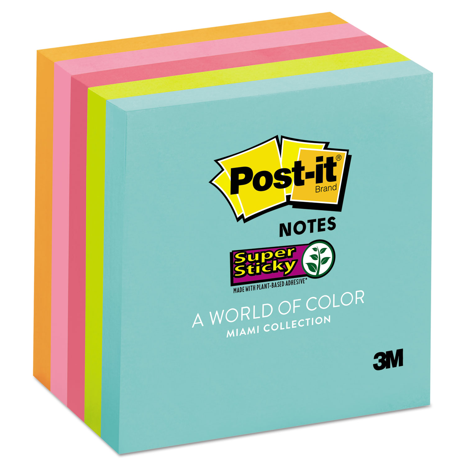 Post-it Super Sticky Notes, 3 in x 3 in, White, 90 Sheets/Pad, 5 Pads/Pack