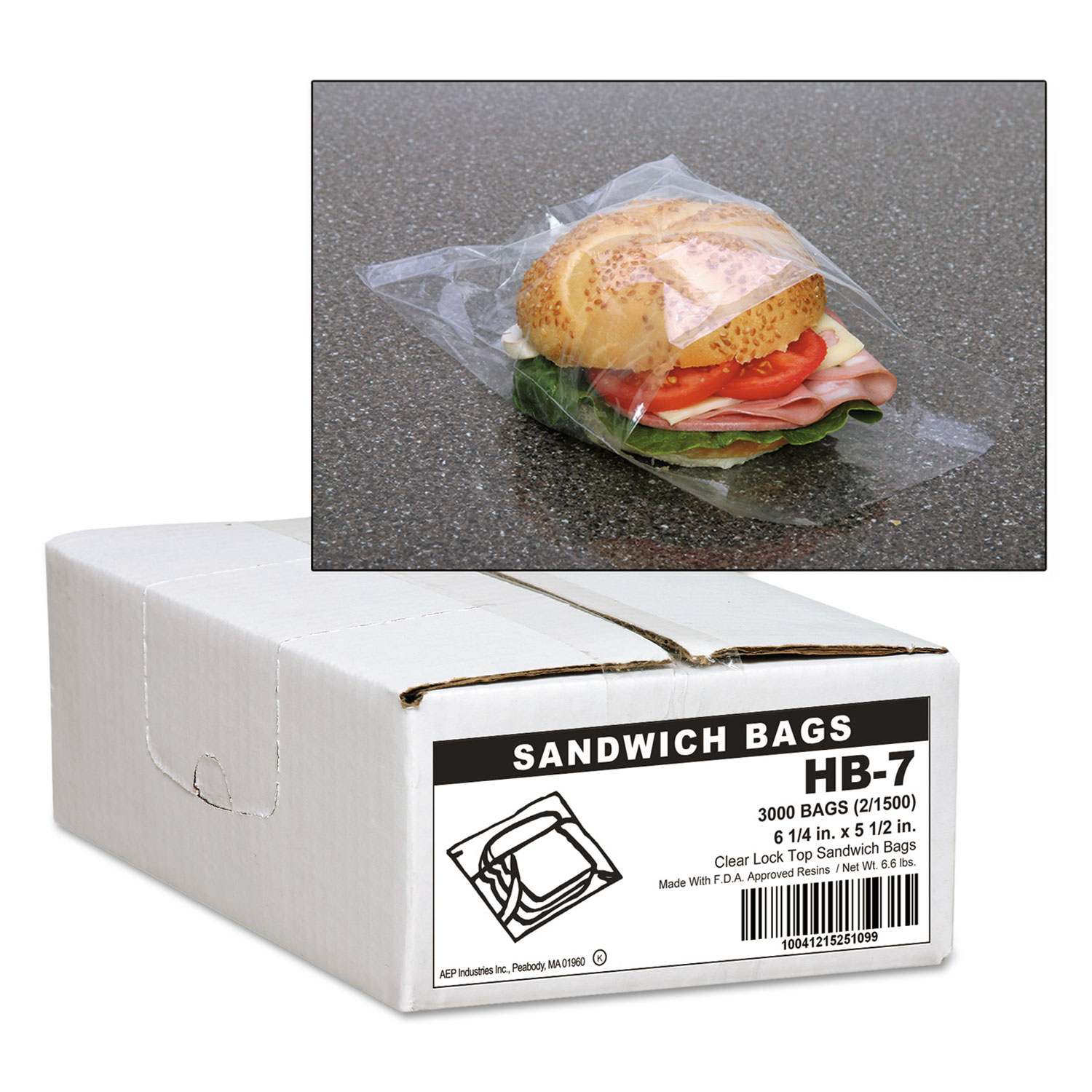 Fold-Top Sandwich Bags 6.5 X 5.5 Clear 180 Per Box 12 Boxes Per Each Carton