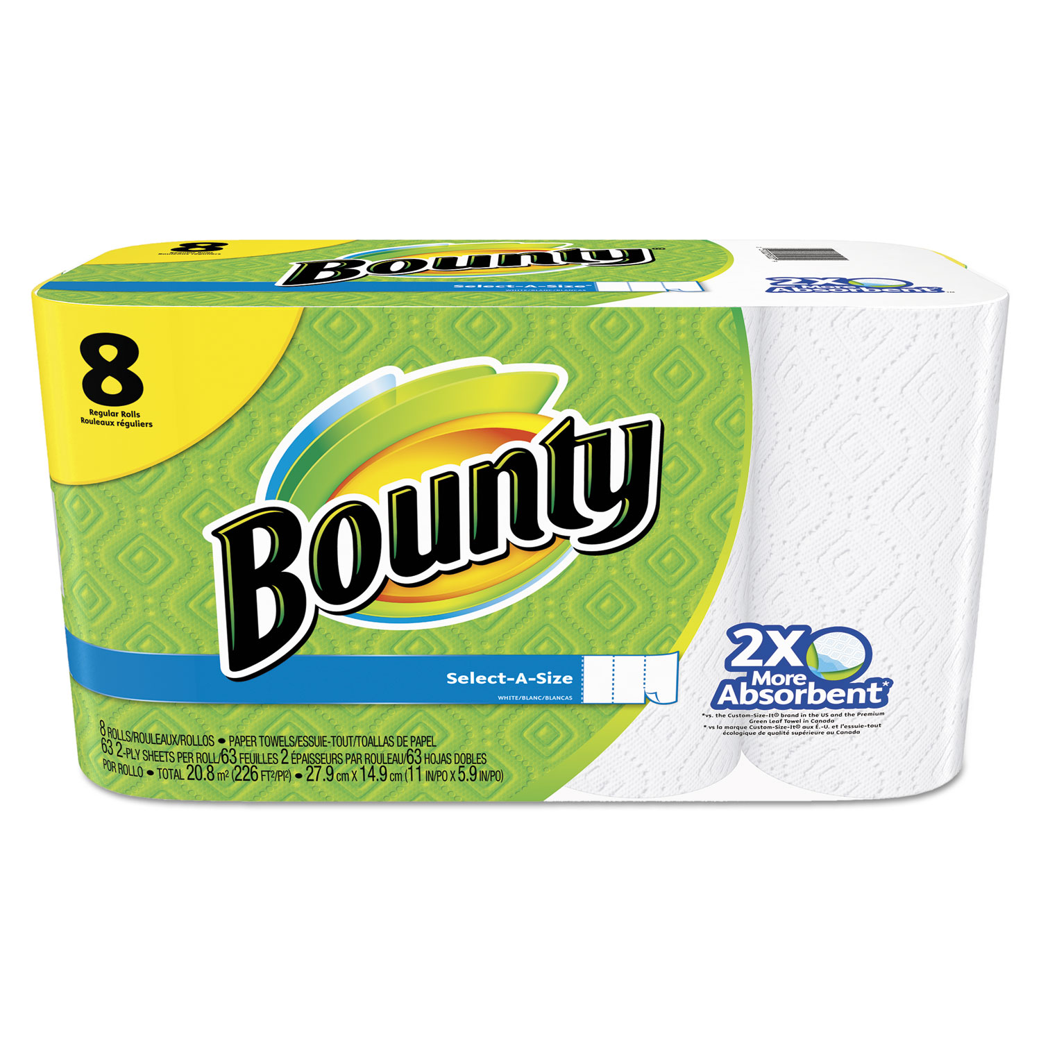 Select-a-Size Kitchen Roll Paper Towels, 2-Ply, White, 5.9 x 11, 98  Sheets/Roll, 2 Rolls/Pack, 12 Packs/Carton