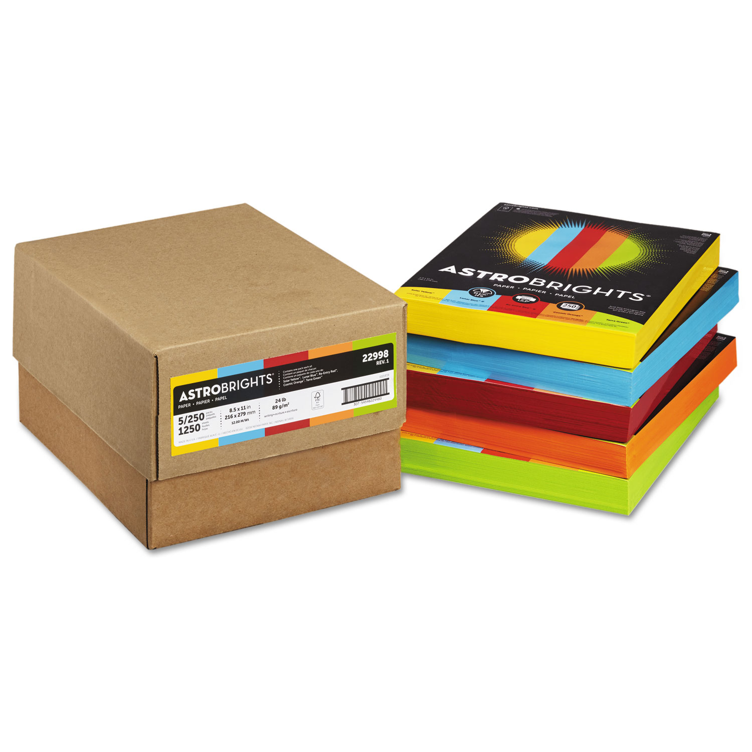 Color Paper - Five-Color Mixed Carton by Astrobrights® WAU22998